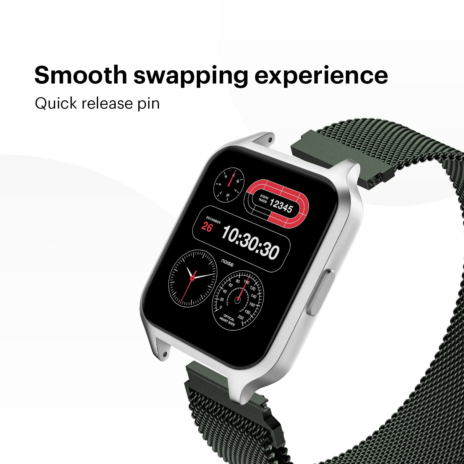 Noise Metallic Link Stainless Steel Magnetic Strap for Noise ColorFit & NoiseFit (22mm) (Durability & Comfort, Emerald Green)_6