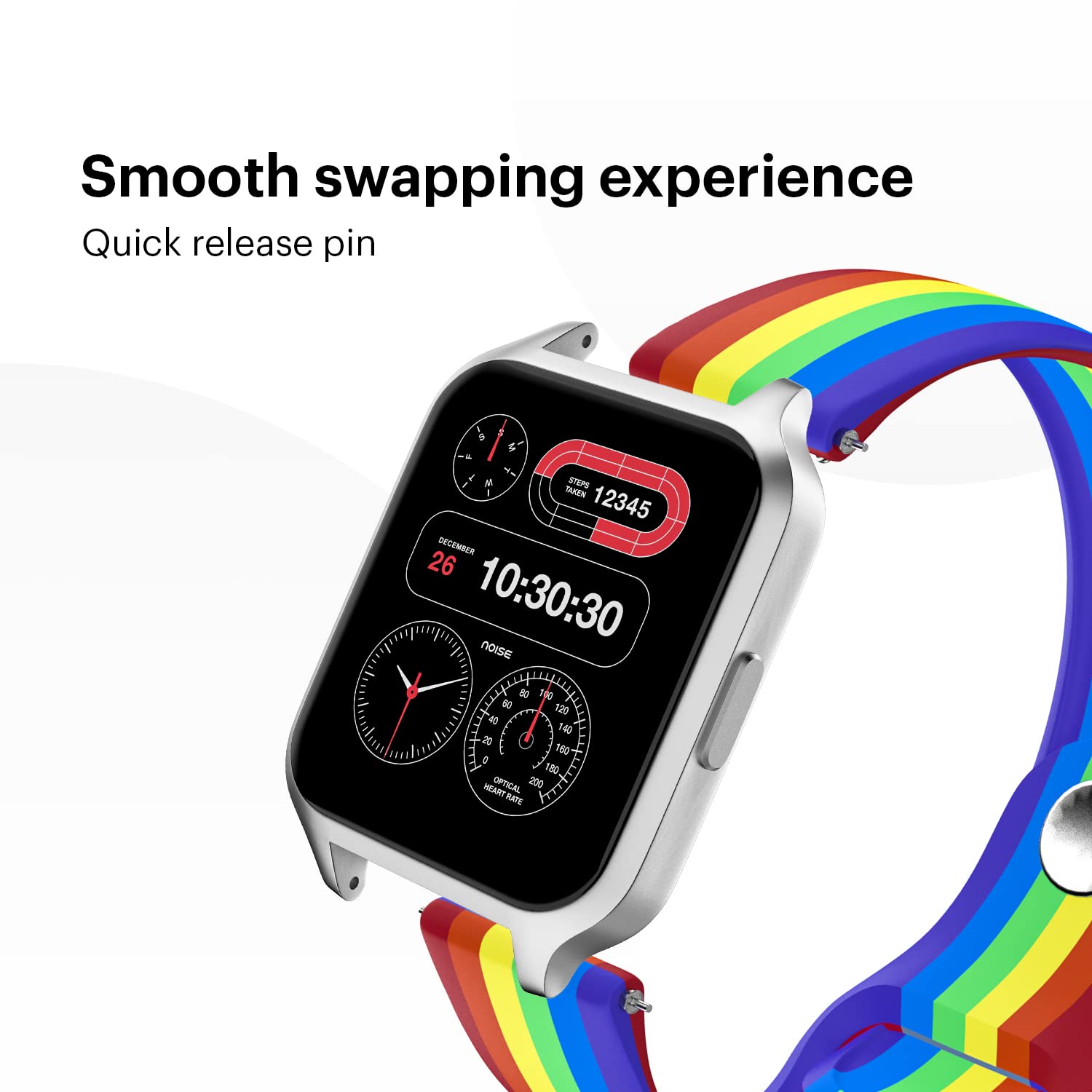 Noise Pride Edition Silicone & TPU Strap for Noise ColorFit & NoiseFit (22mm) (Durability & Comfort, Rainbow)_7