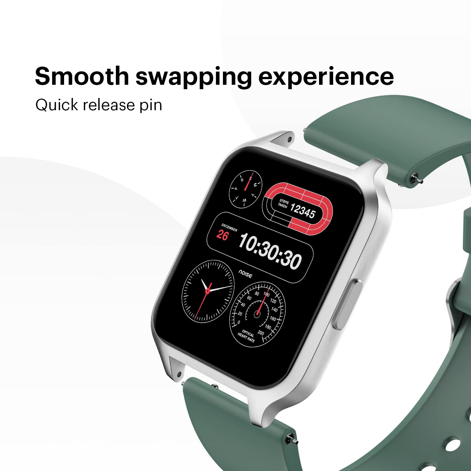 Noise Premium Silicone Strap for Noise ColorFit & NoiseFit (22mm) (Sweat Resistant, Green)_8