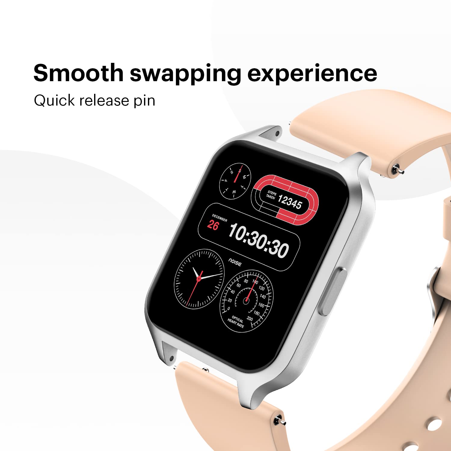 Noise Premium Silicone Strap for Noise ColorFit & NoiseFit (22mm) (Sweat Resistant, Pink)_6