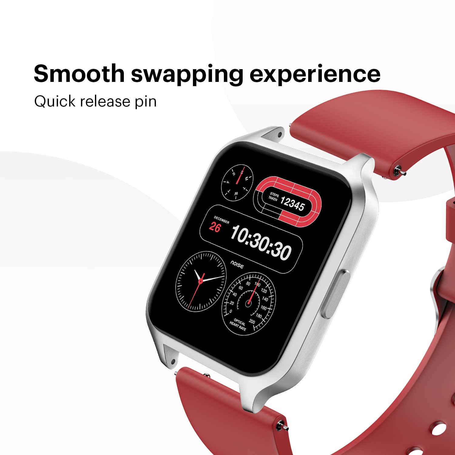 Noise Premium Silicone Strap for Noise ColorFit & NoiseFit (22mm) (Sweat Resistant, Red) Noise Premium Silicone Strap for Noise ColorFit & NoiseFit (22mm) (Sweat Resistant, Red)_6