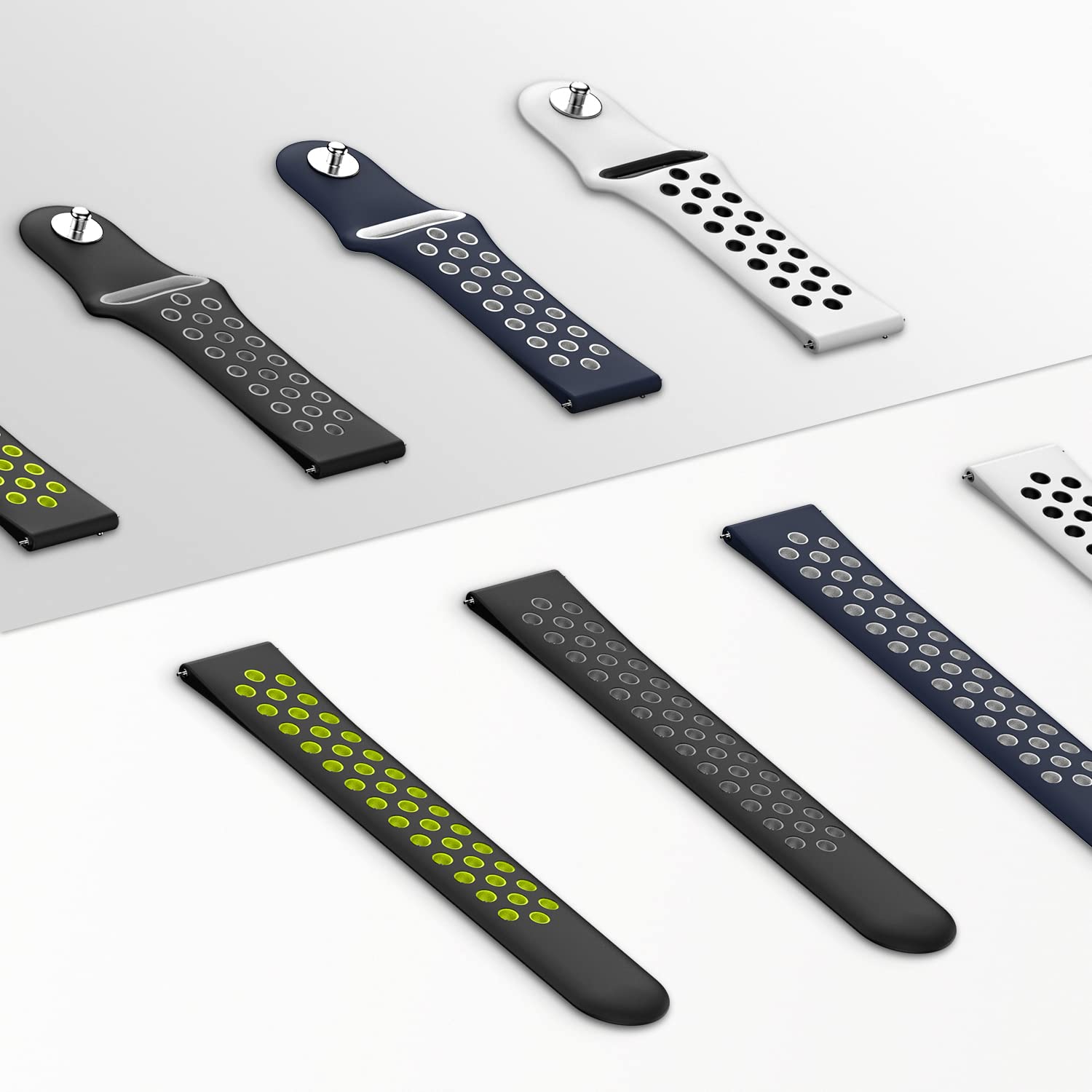 Noise Sports Edition Silicone Sport Strap for Noise ColorFit & NoiseFit (22mm) (Lightweight & Rugged, Blue/White)_7