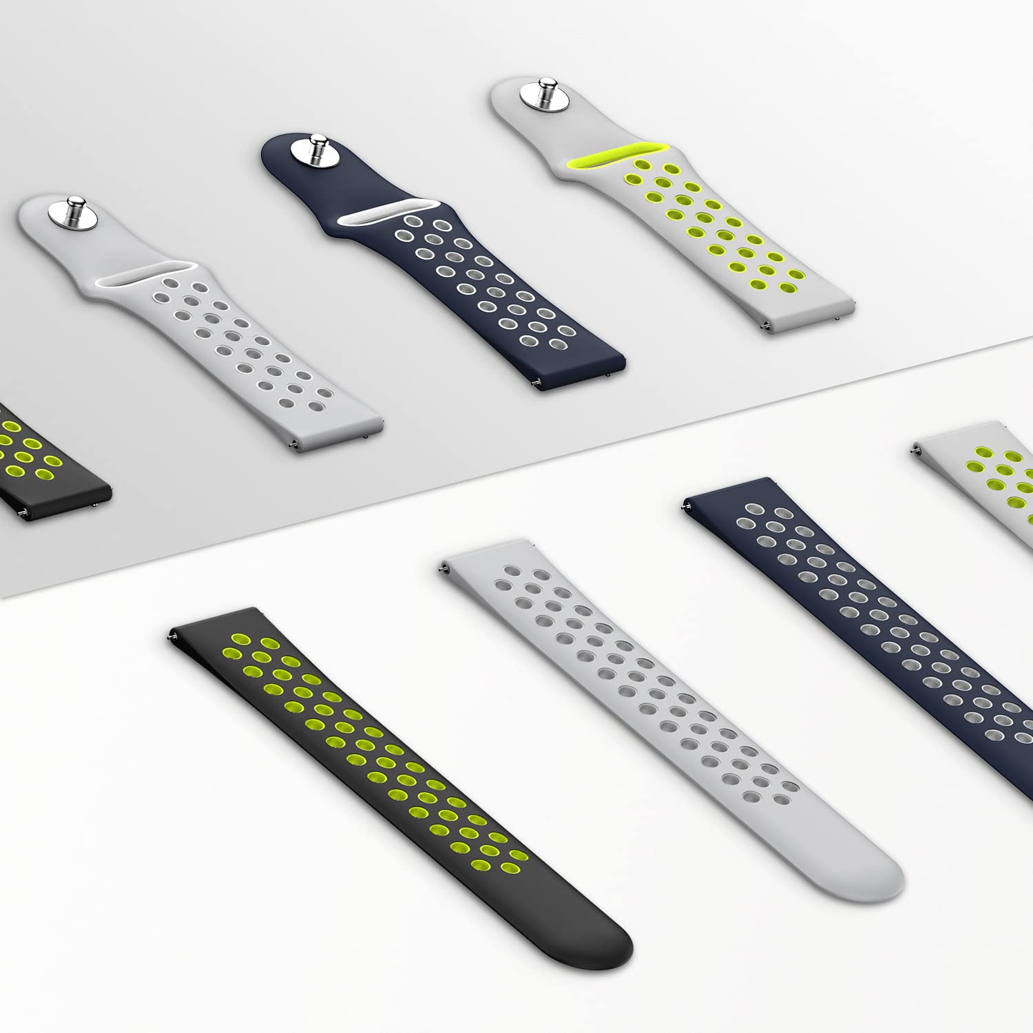 Noise Sports Edition Silicone Sport Strap for Noise ColorFit & NoiseFit (22mm) (Lightweight & Rugged, Silver/White)_7