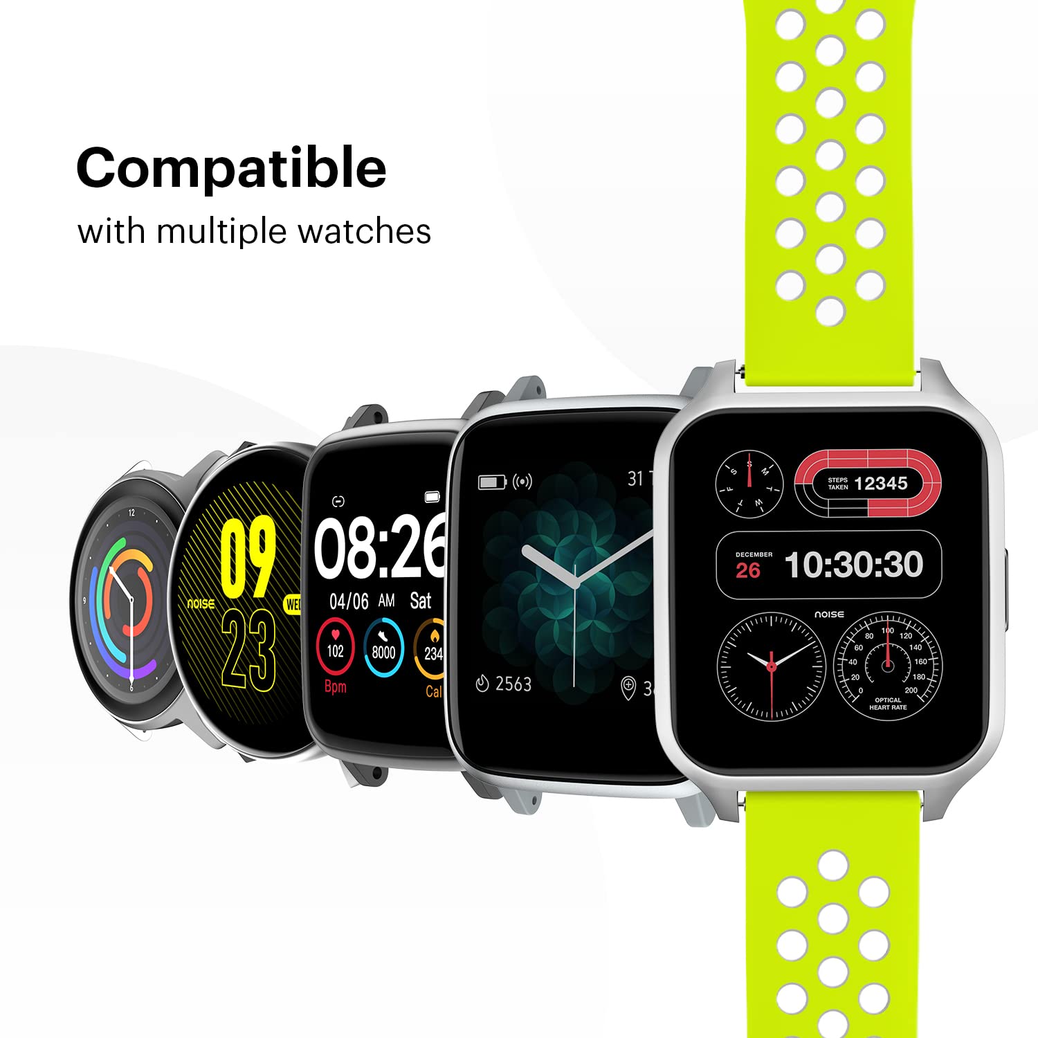 Noise Sports Edition Silicone Sport Strap for Noise ColorFit & NoiseFit (22mm) (Lightweight & Rugged, Yellow/Silver)_4