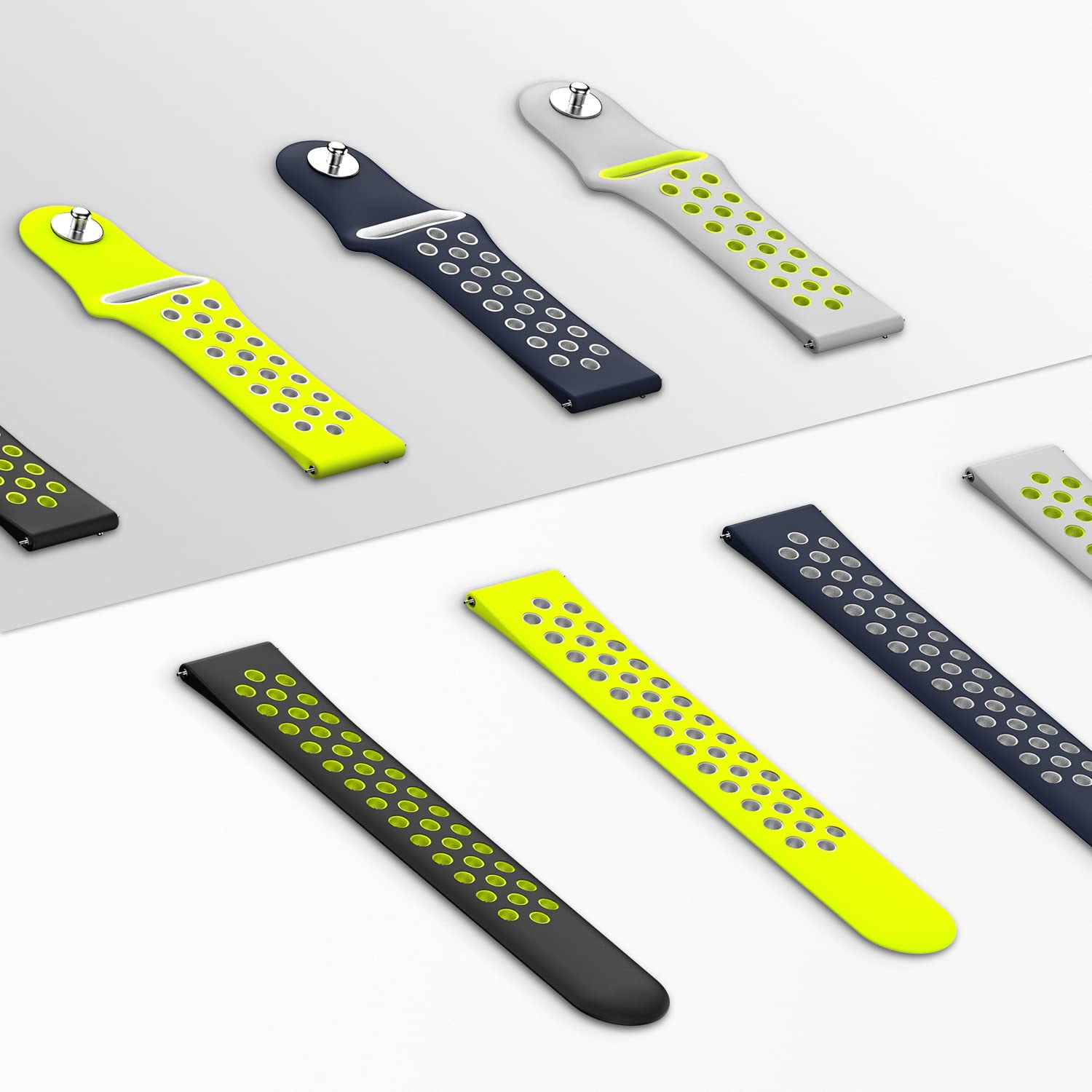 Noise Sports Edition Silicone Sport Strap for Noise ColorFit & NoiseFit (22mm) (Lightweight & Rugged, Yellow/Silver)_7