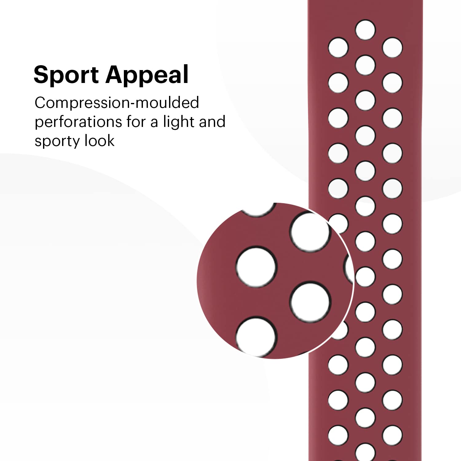 Noise Sports Edition Silicone Sport Strap for Noise ColorFit & NoiseFit (22mm) (Lightweight & Rugged, Wine Black)_6