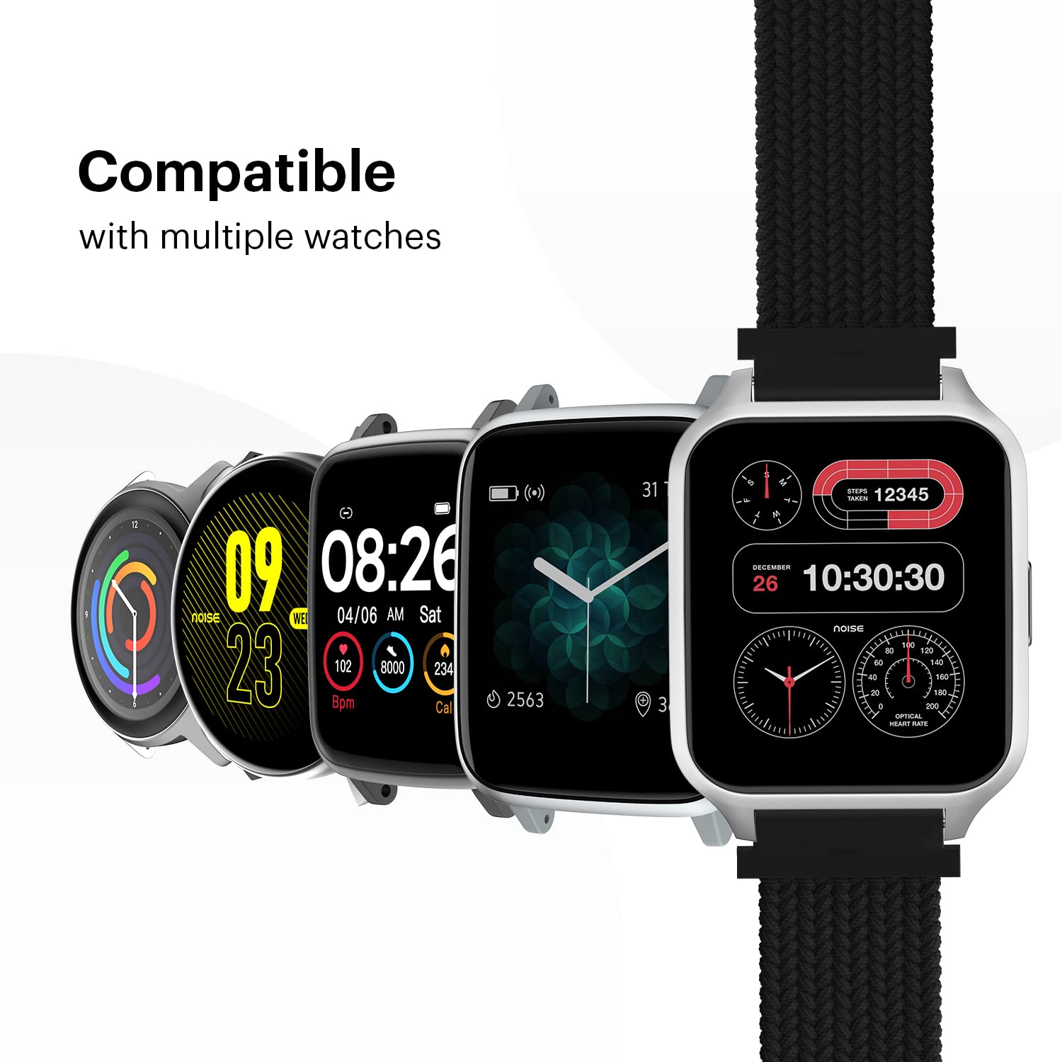 Noise Uni Weave Woven Nylon Strap for Noise ColorFit & NoiseFit (22mm, XS) (Water & Sweat Resistance, Pitch Black)_4