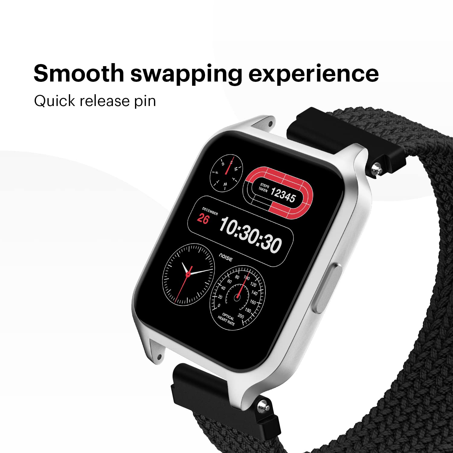 Noise Uni Weave Woven Nylon Strap for Noise ColorFit & NoiseFit (22mm, XS) (Water & Sweat Resistance, Pitch Black)_5