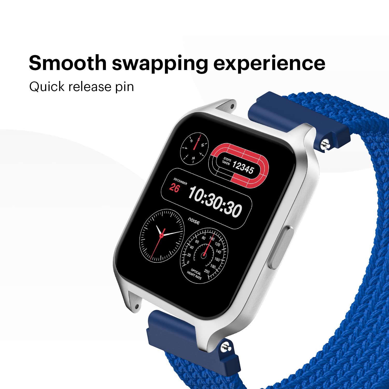 Noise Uni Weave Woven Nylon Strap for Noise ColorFit & NoiseFit (22mm, L) (Water & Sweat Resistance, Royal Blue)_5