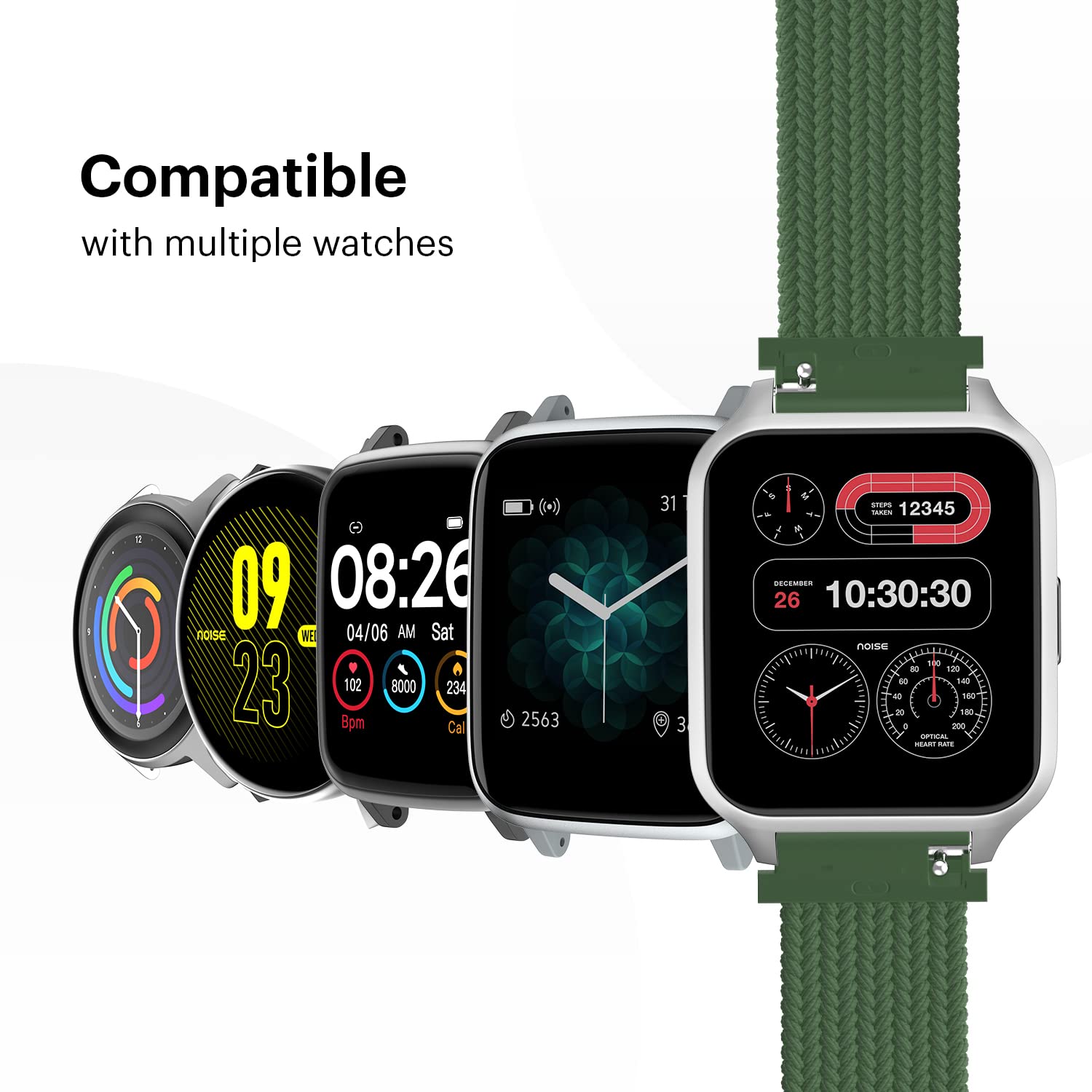 Noise Uni Weave Woven Nylon Strap for Noise ColorFit & NoiseFit (22mm, L) (Water & Sweat Resistance, Olive Green)_4