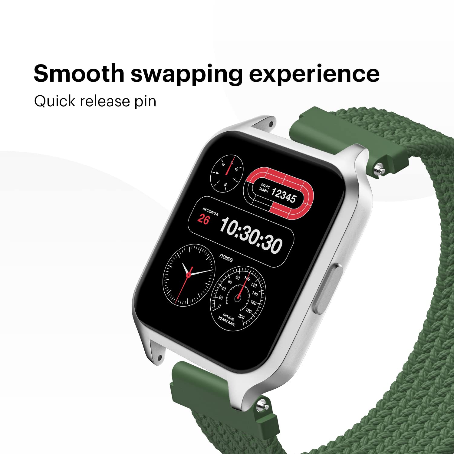 Noise Uni Weave Woven Nylon Strap for Noise ColorFit & NoiseFit (22mm, XS) (Water & Sweat Resistance, Olive Green)_5