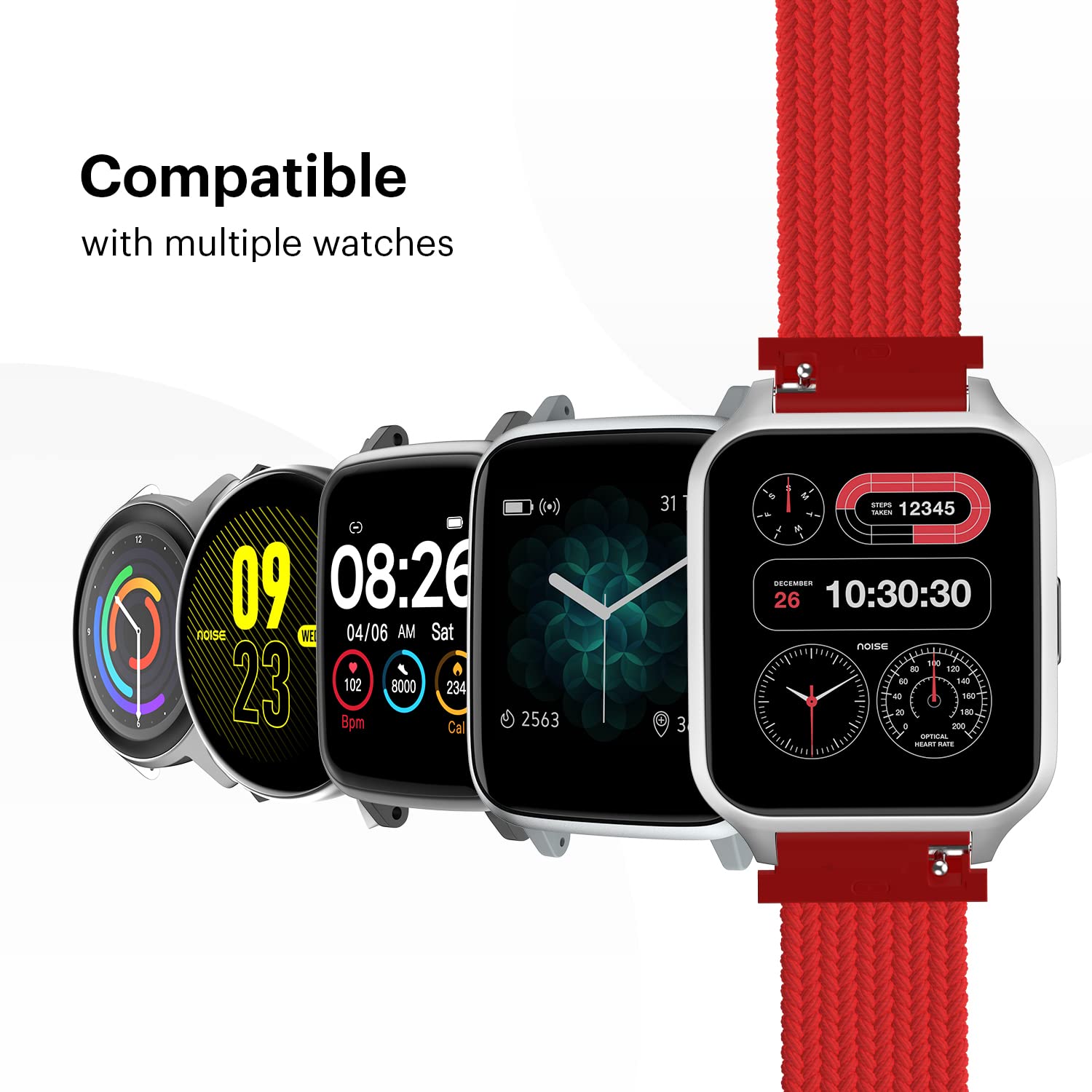 Noise Uni Weave Woven Nylon Strap for Noise ColorFit & NoiseFit (22mm, XS) (Water & Sweat Resistance, Berry Red)_3