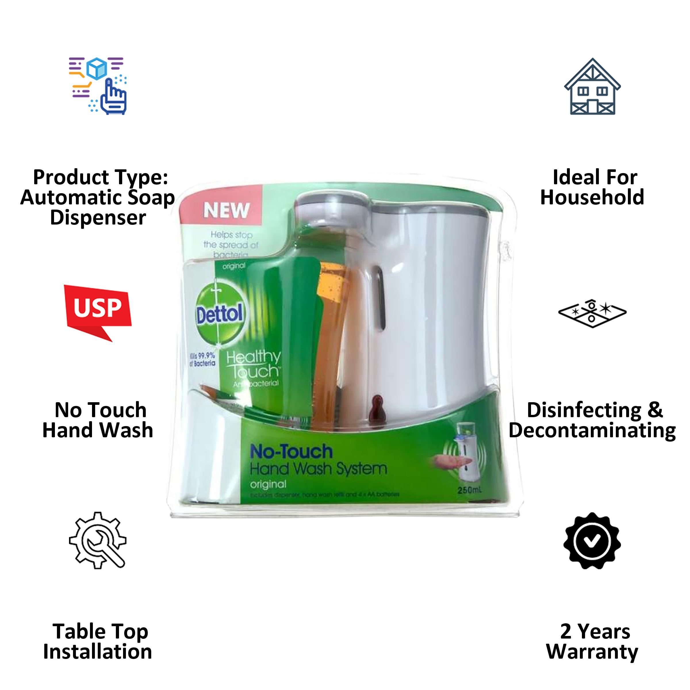 Dettol Automatic Soap Dispenser (Aloe Vera Refill Pack- 250ml, 3192934, White)_3