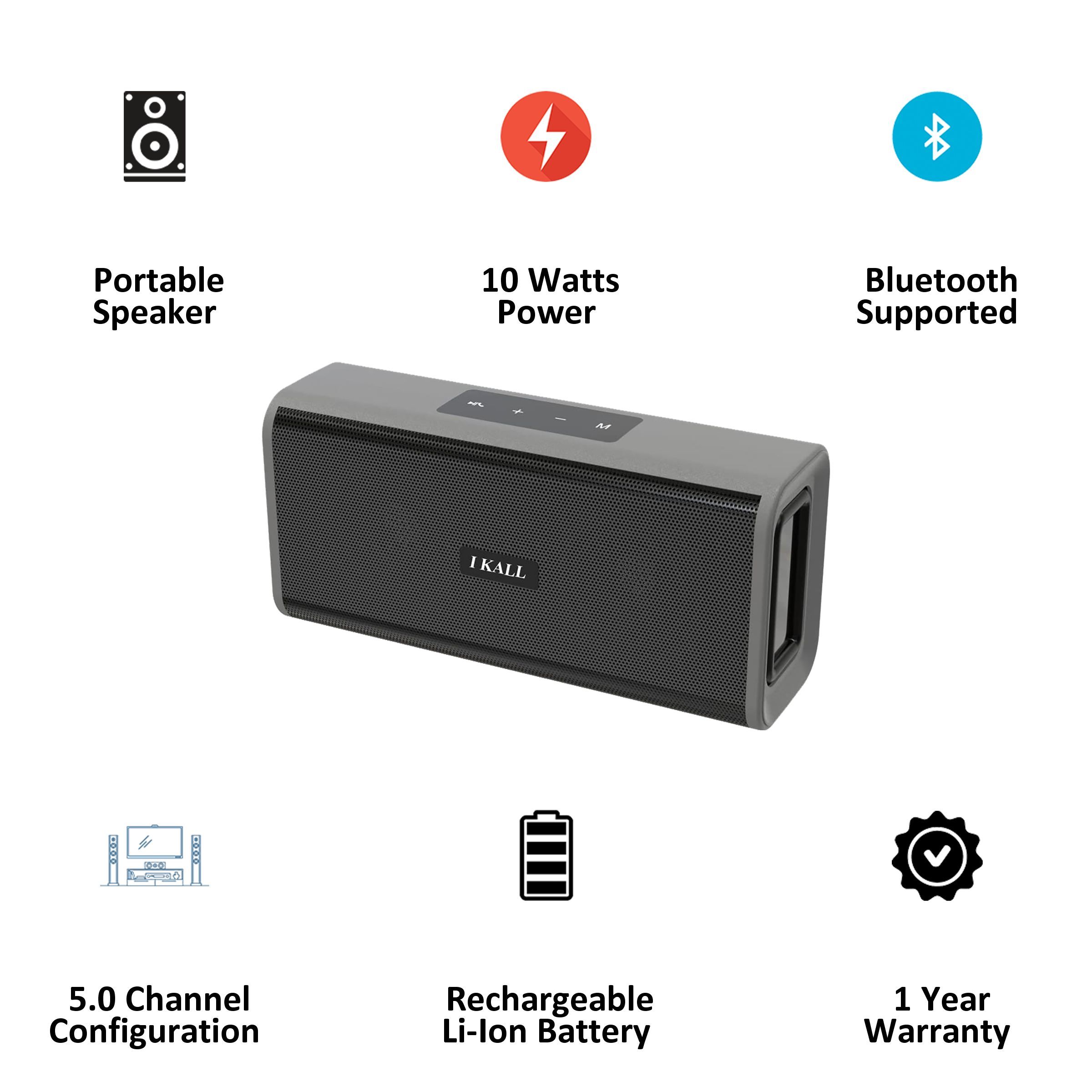 I KALL 5.0 Channel 10 Watts Portable Speaker (Analogue Tuning, BT102, Black)_3