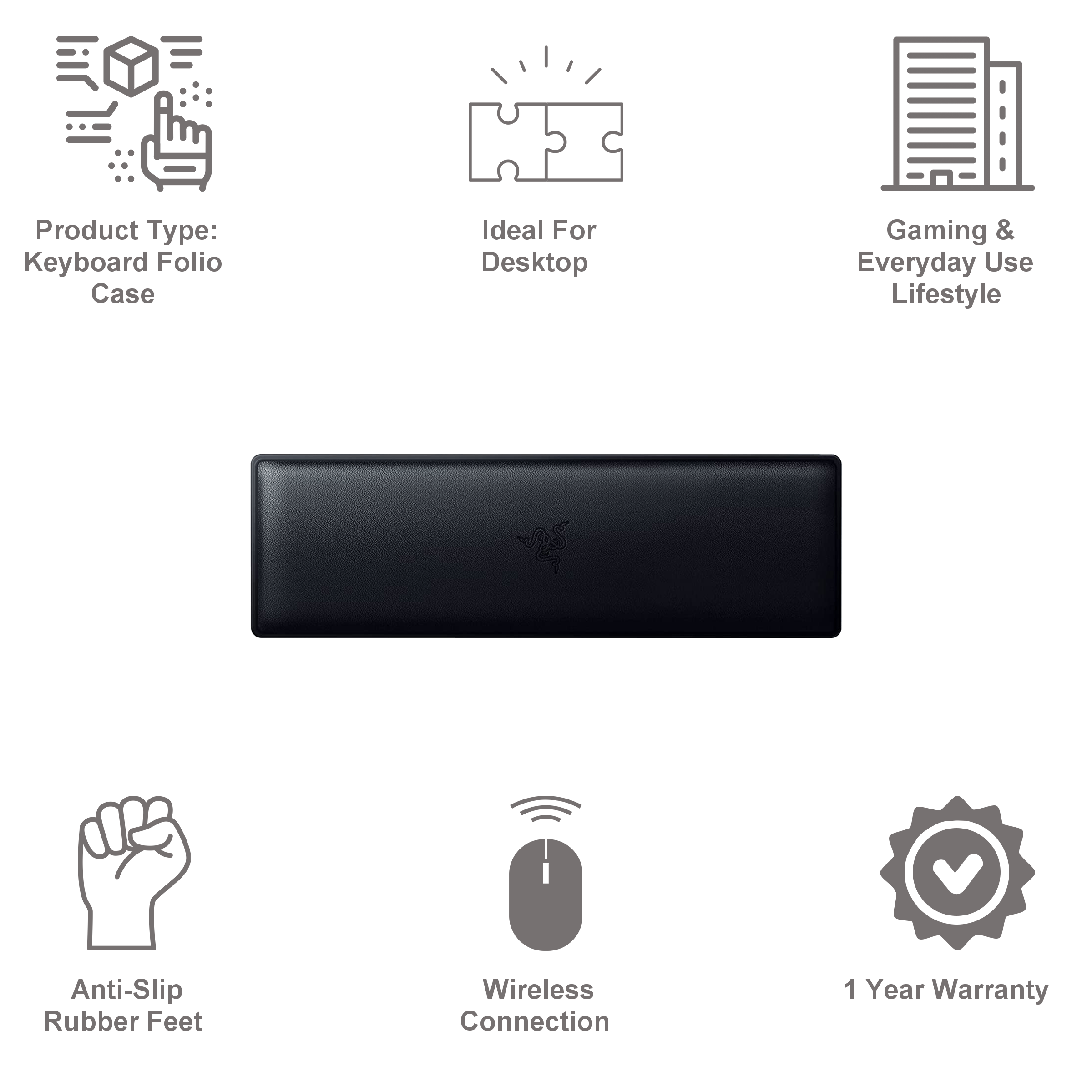 RAZER Ergonomic Wrist Rest For Mini Keyboards (Anti-Slip Rubber Feet, RC21-01720100-R3M1, Black)_6