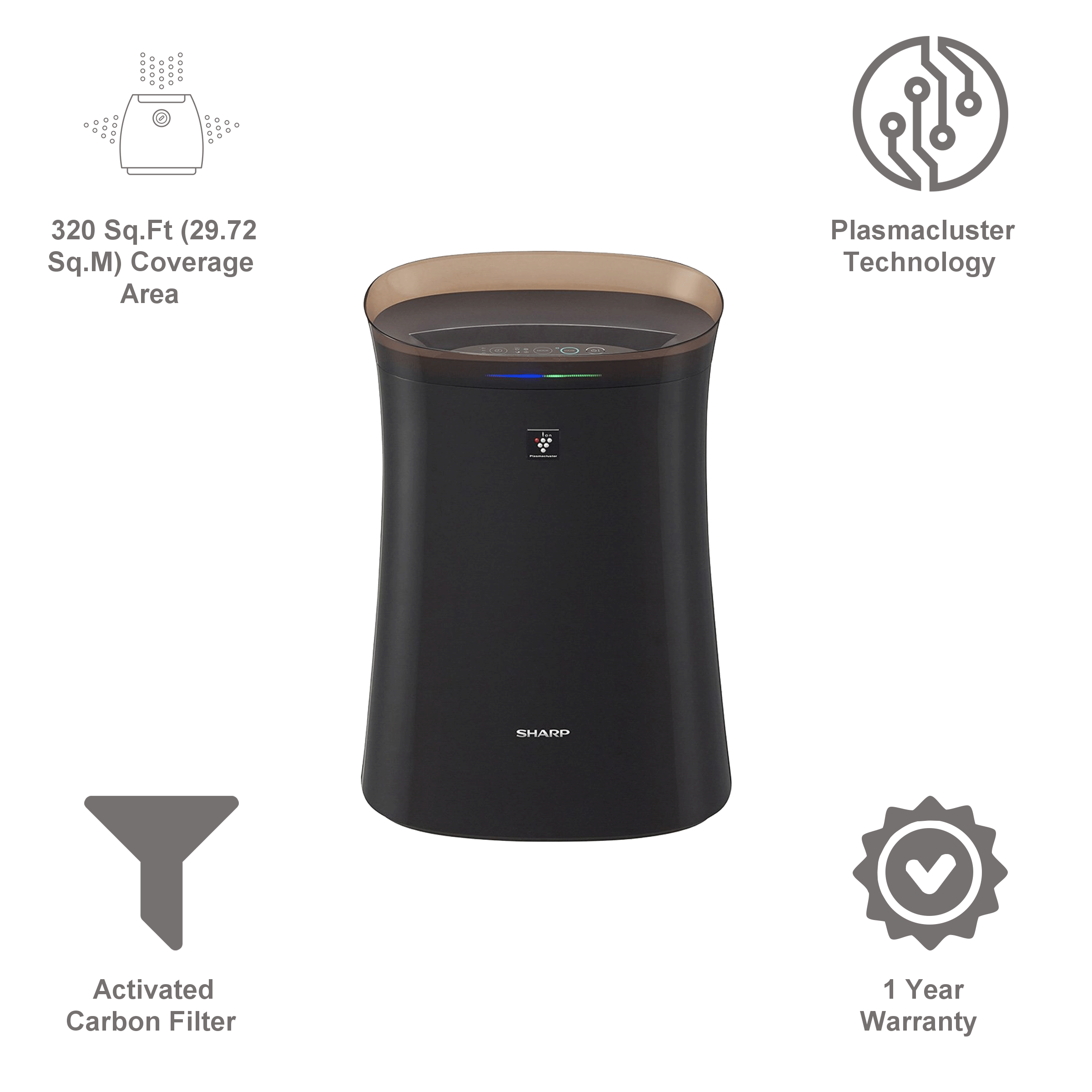 SHARP Plasmacluster Technology Air Purifier (HEPA Filter, FP-F40E-T, Black)_3