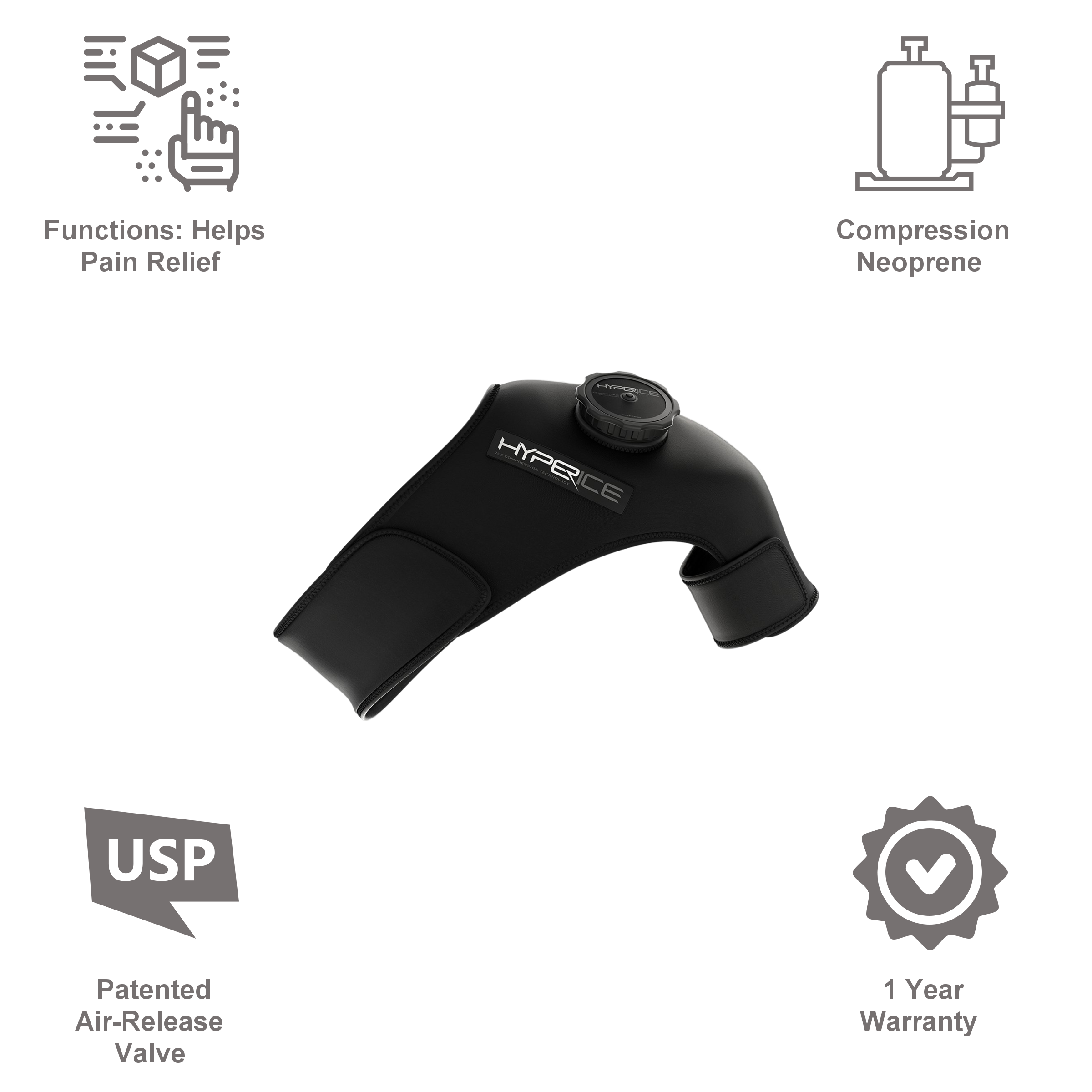 Hyperice ICT Shoulder-Left Pain Reliever (Air Release Valve Hands Free Treatment, 10021 001-00, Black)_4