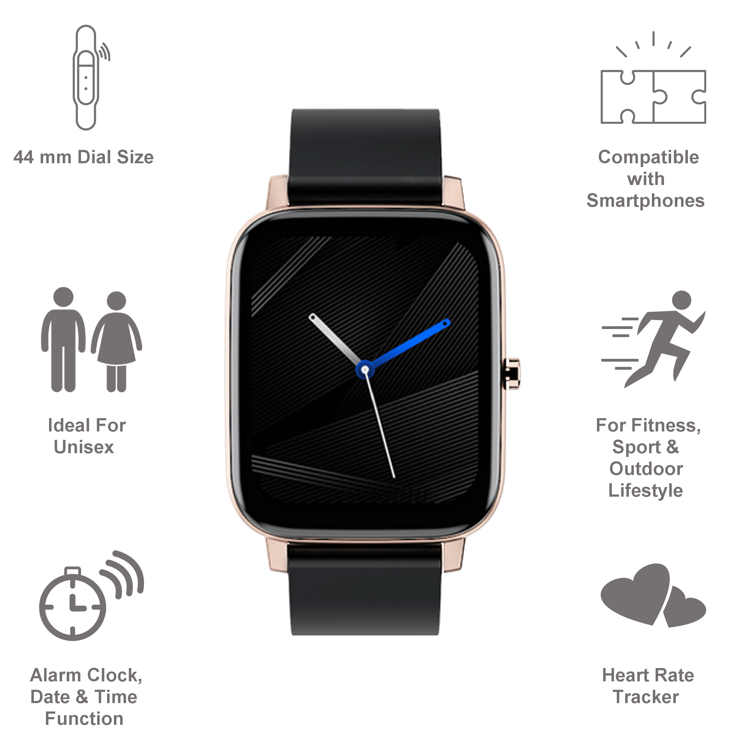 TAGG Verve Plus Smartwatch (Bluetooth, 44mm) (16 Sports Modes, Brown/Black, Silicone Band)_10