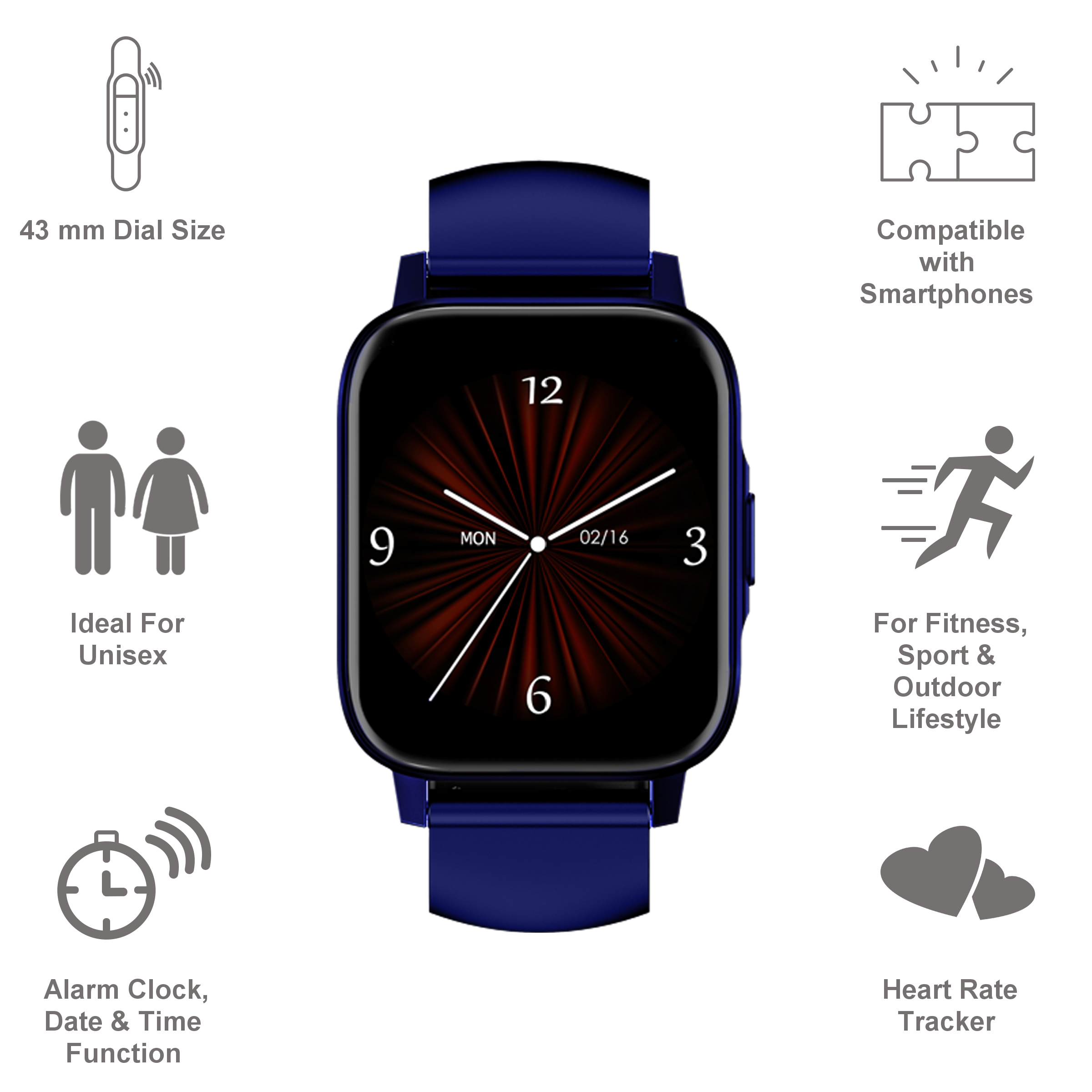TAGG Verve Neo Smartwatch (Bluetooth, 43mm) (15 Sports Mode, Blue)_9