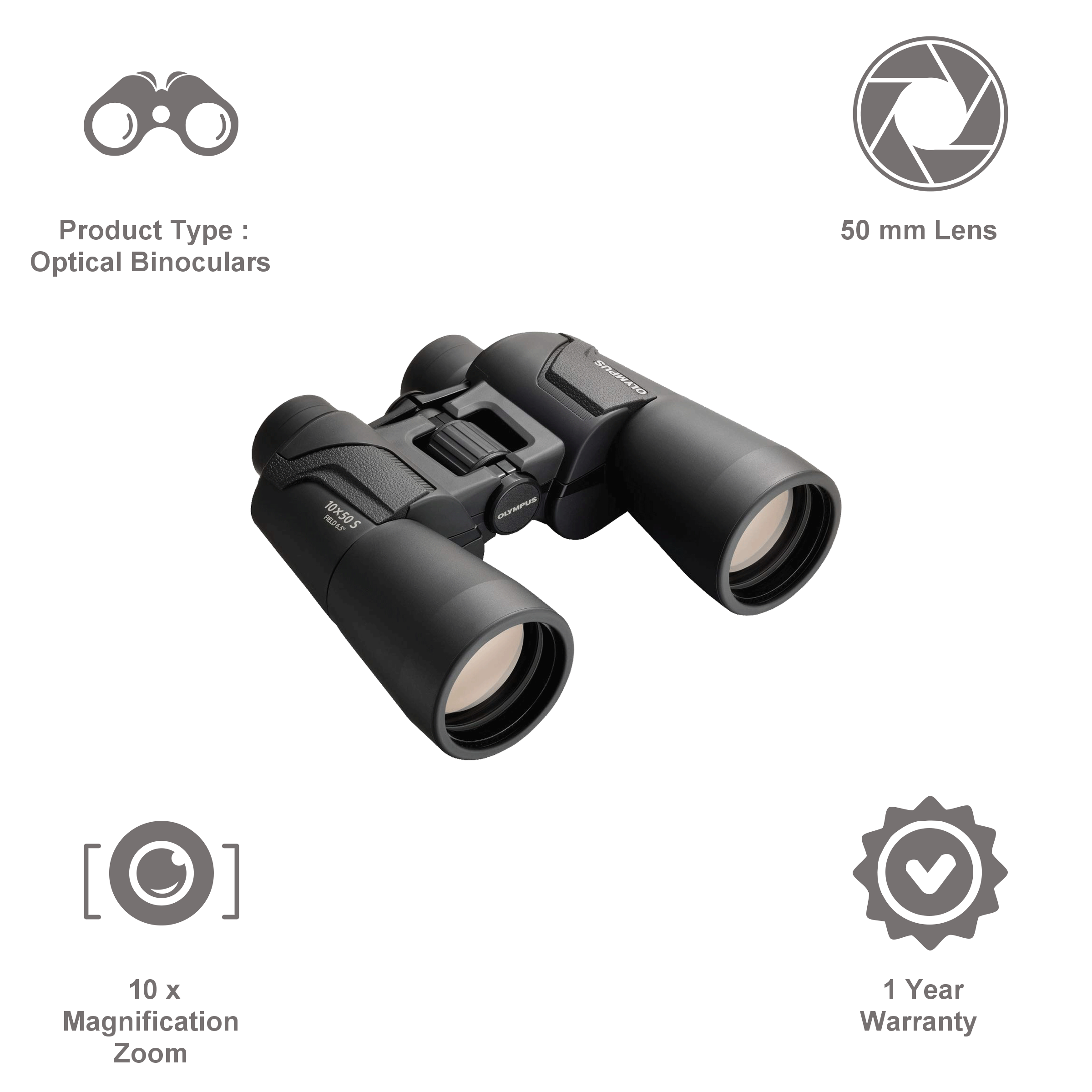 OLYMPUS 10 x 50 mm Porro Prism Optical Binoculars (Bright and Wider Field of View, 10X50 S, Black)_5