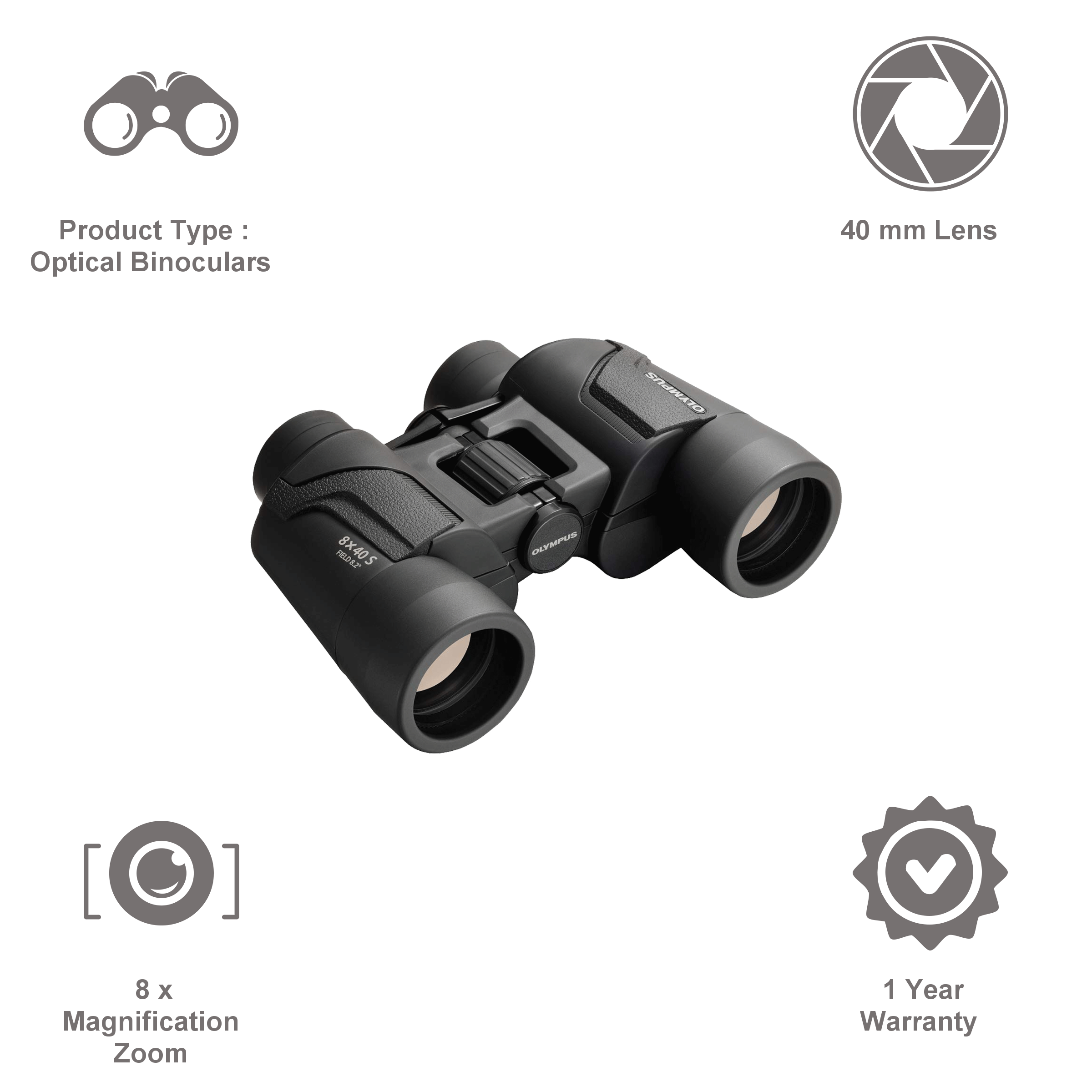 OLYMPUS 8 x 40 mm Porro Prism Optical Binoculars (Bright and Wider Field of View, 8X40S, Black)_6