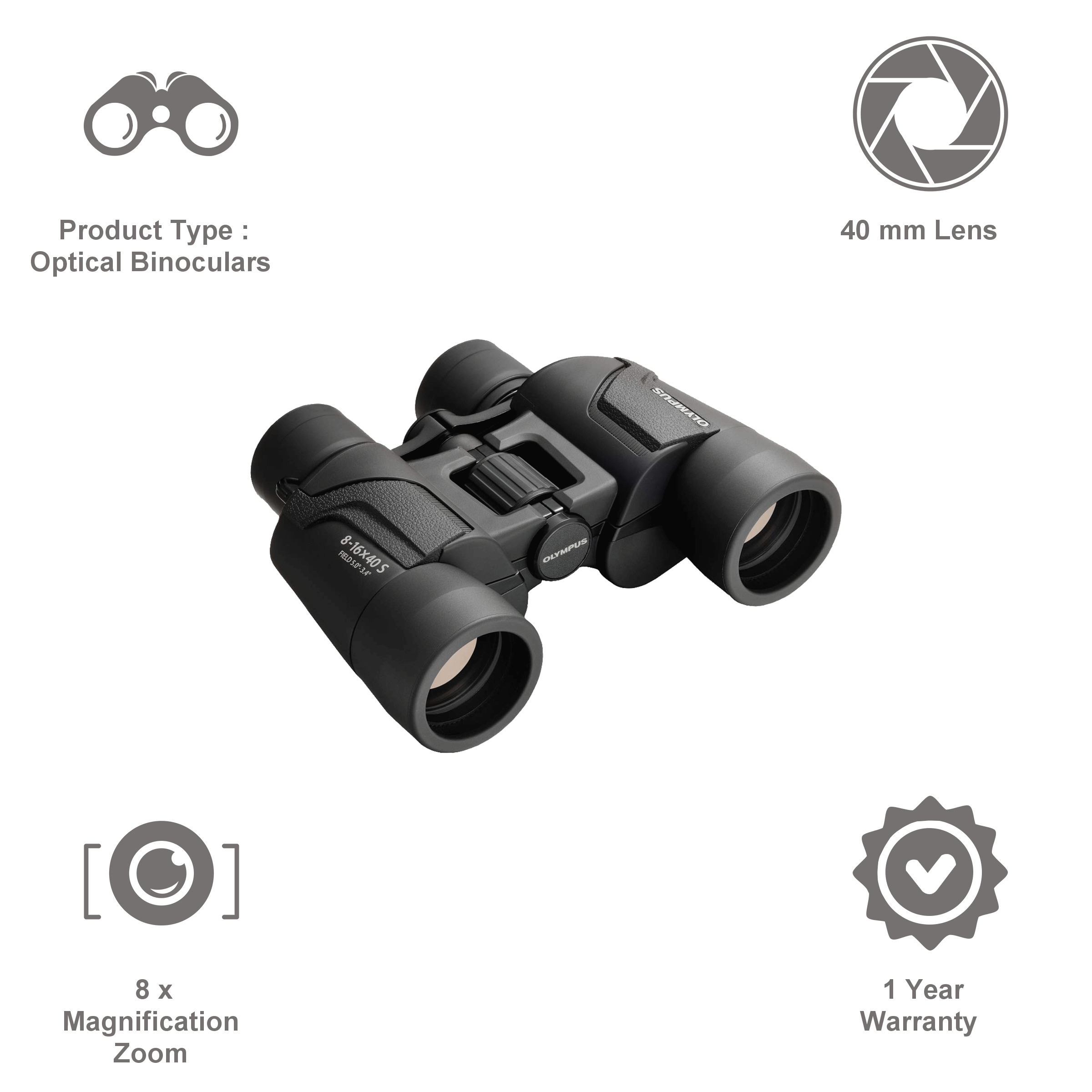 OLYMPUS 8 x 40 mm Porro Prism Optical Binoculars (UV Protection, 8-16X40 S, Black)_5