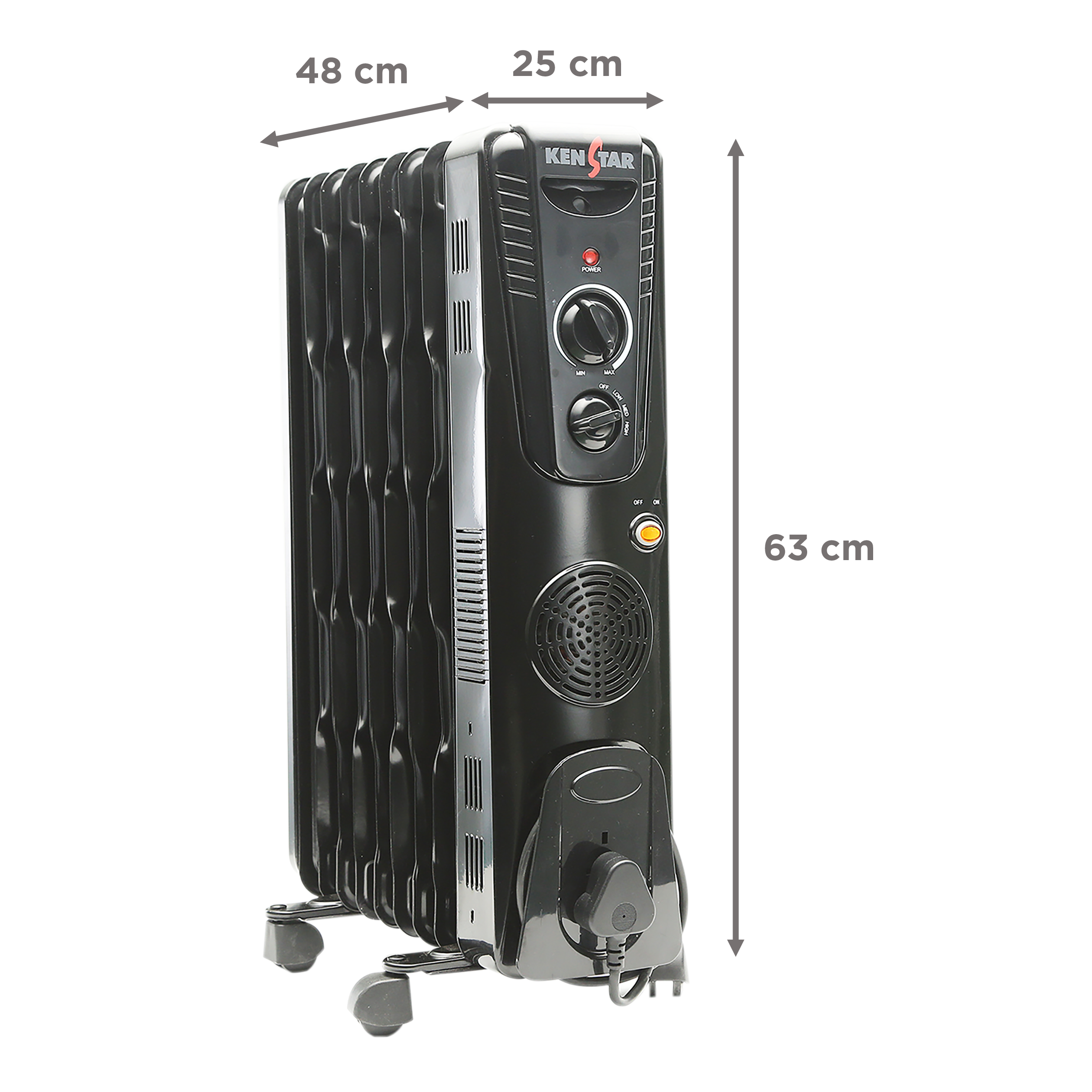 KENSTAR FERNO 9 2400 Watts PTC Oil Filled Room Heater (9 Fin, KORFER24MC09R0-SRG, Black)_2