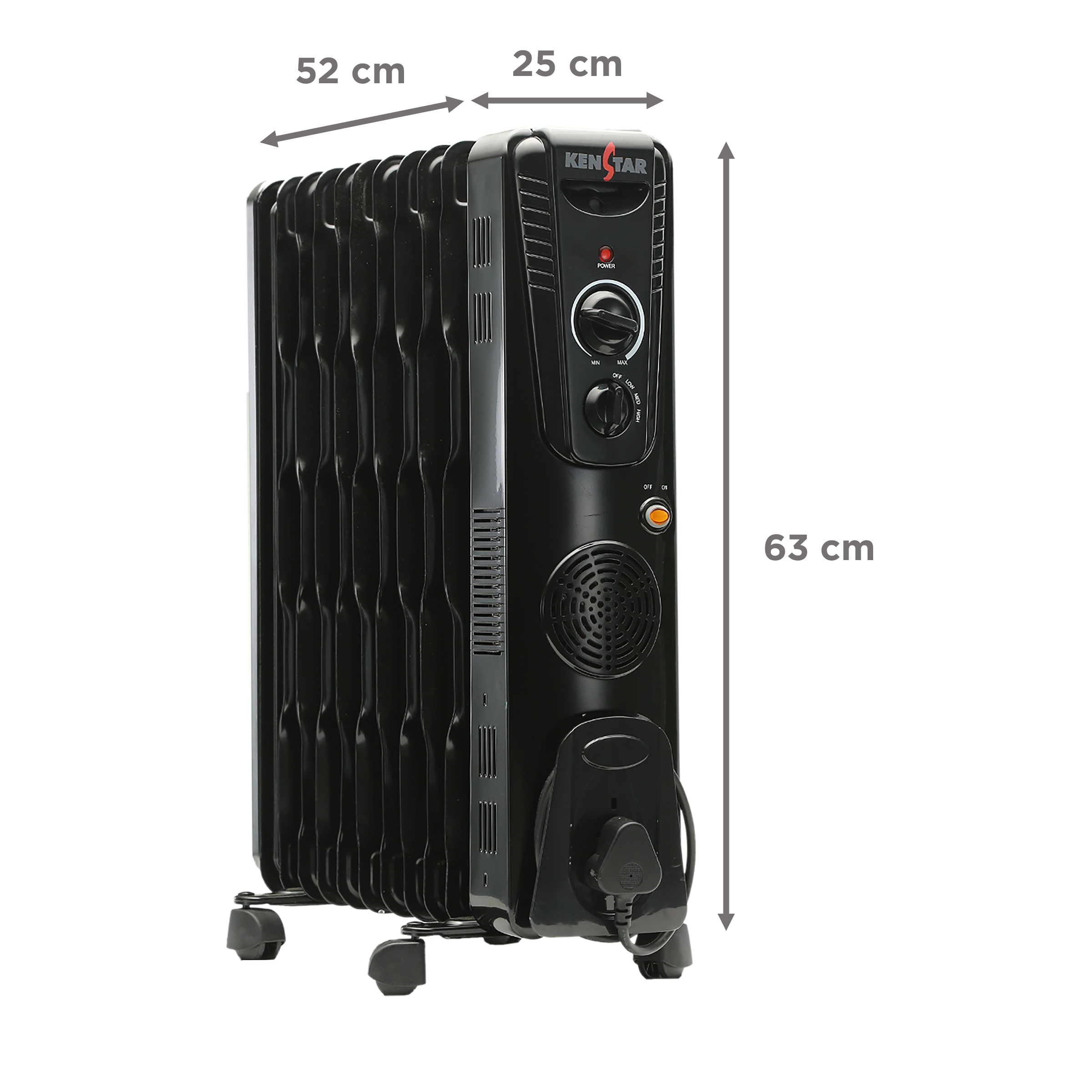 KENSTAR FERNO 11 2900 Watts PTC Oil Filled Room Heater (11 Fin, KORFER29MC11R0-SRG, Black)_2