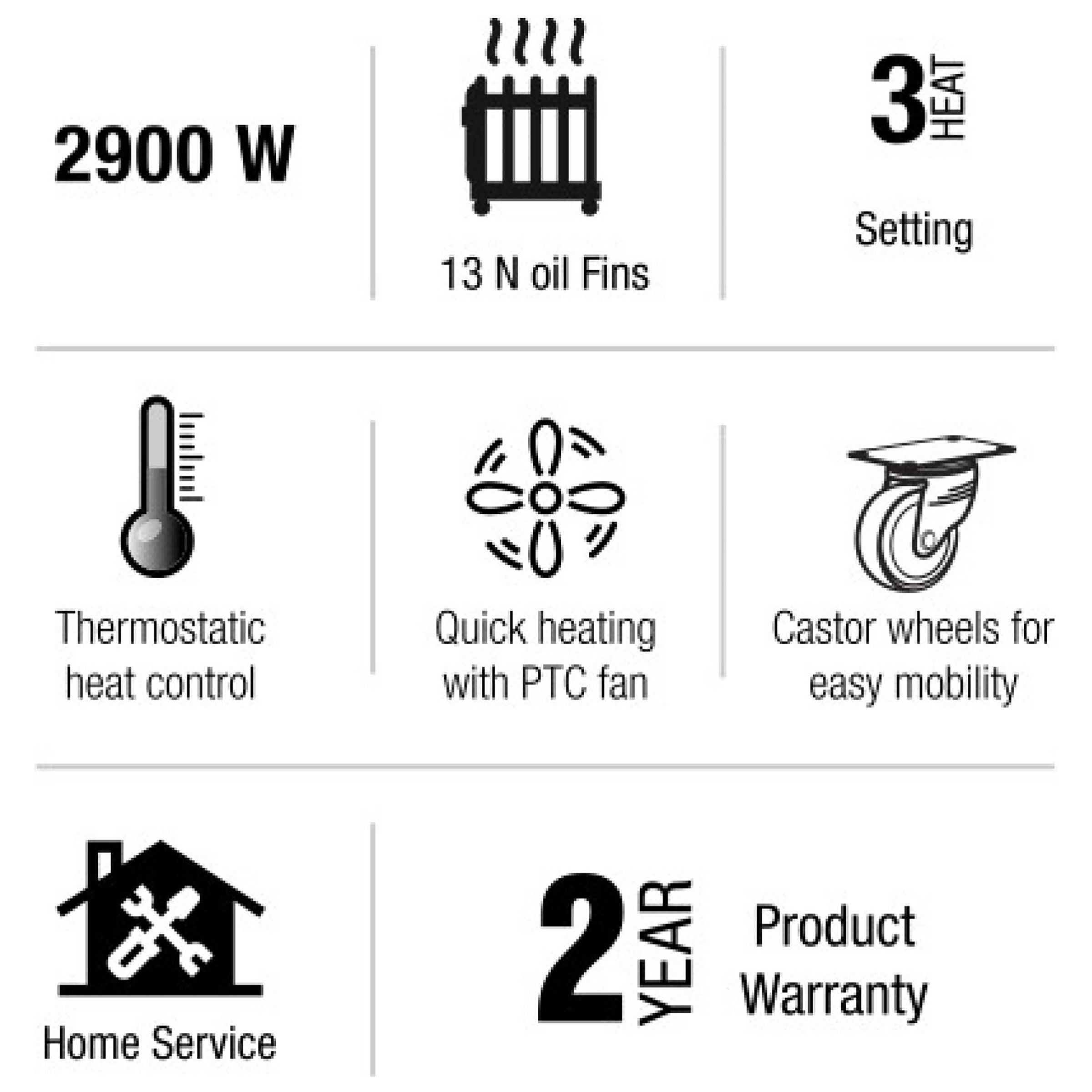 KENSTAR FERNO 11 2900 Watts PTC Oil Filled Room Heater (11 Fin, KORFER29MC11R0-SRG, Black)_4