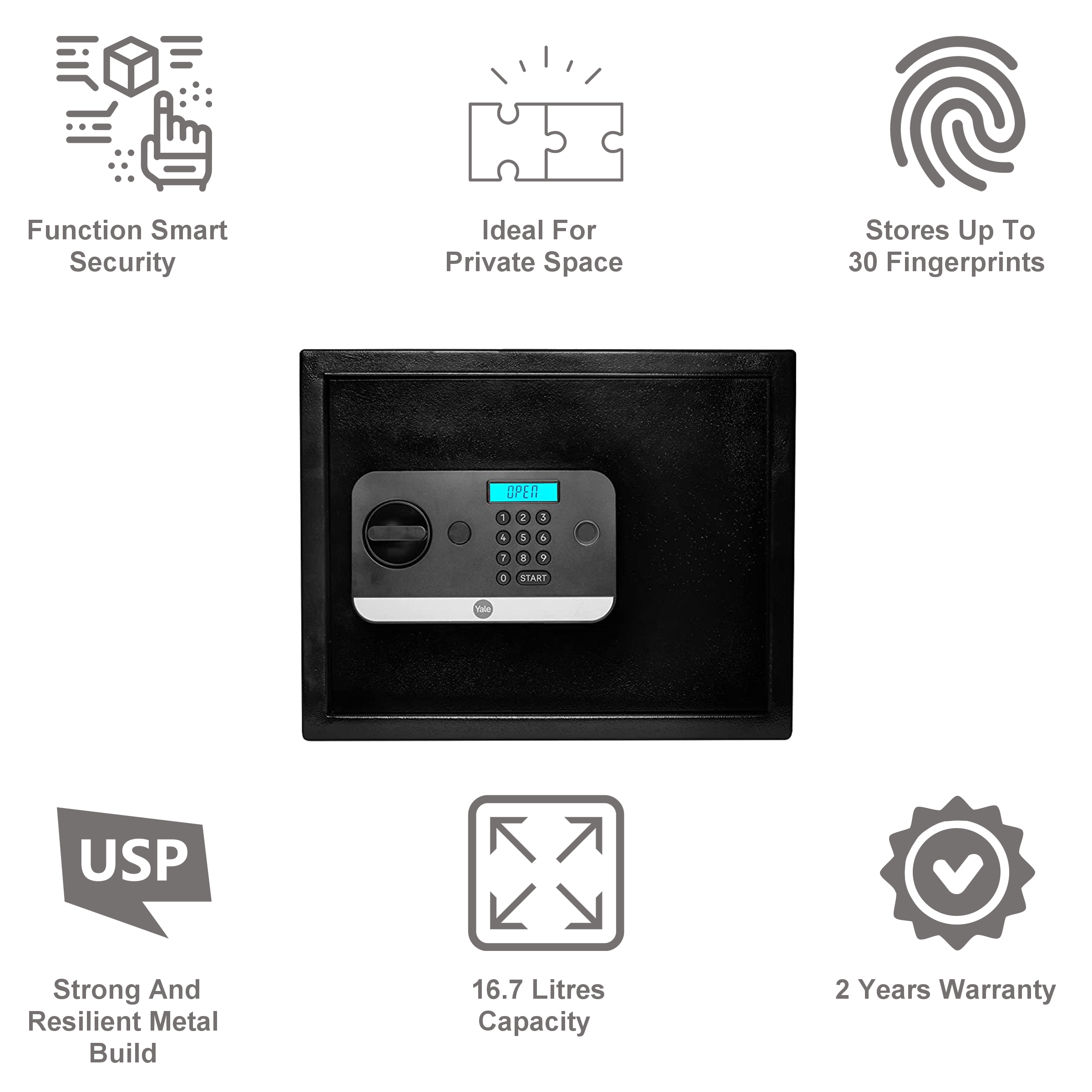 Yale Stellar 250/DB2 16.7 Litres Medium Digital Safety Locker (1 Shelf, Black)_14