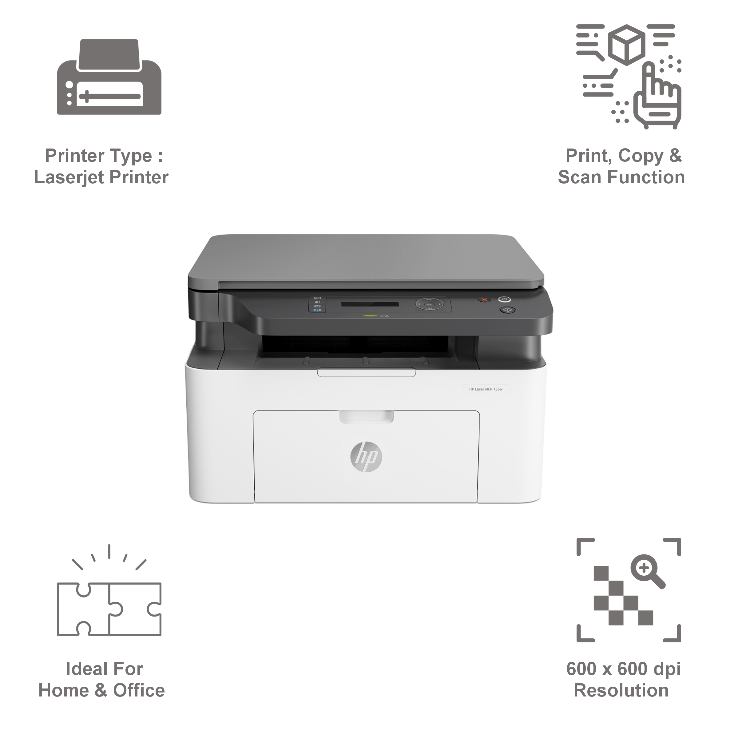 HP Laser 136w Wireless Black & White Multi-Function Laserjet Printer (Apple AirPrint, 4ZB86A, White)_9