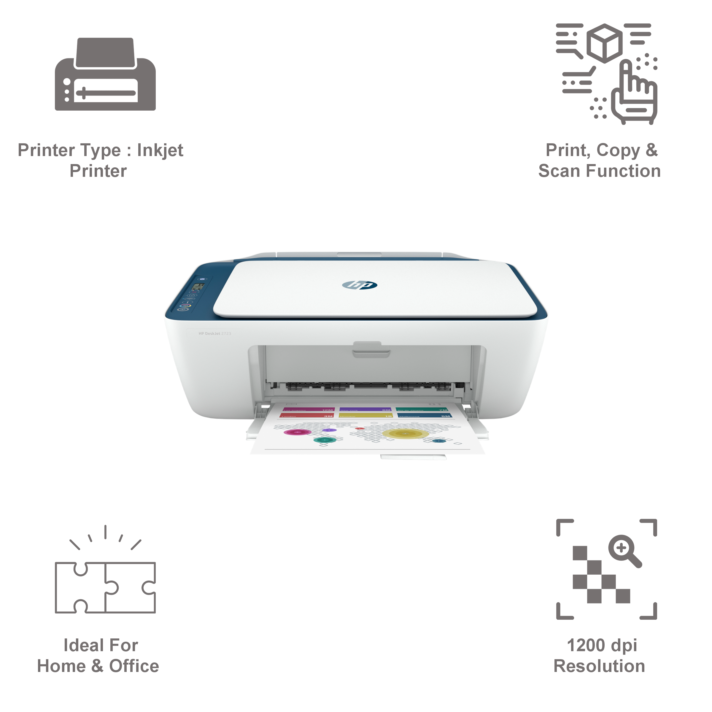 HP DeskJet 2723 Wireless Color All-in-One Inkjet Printer (Hassle-Free Ink Management, 7FR53D, Black)_7