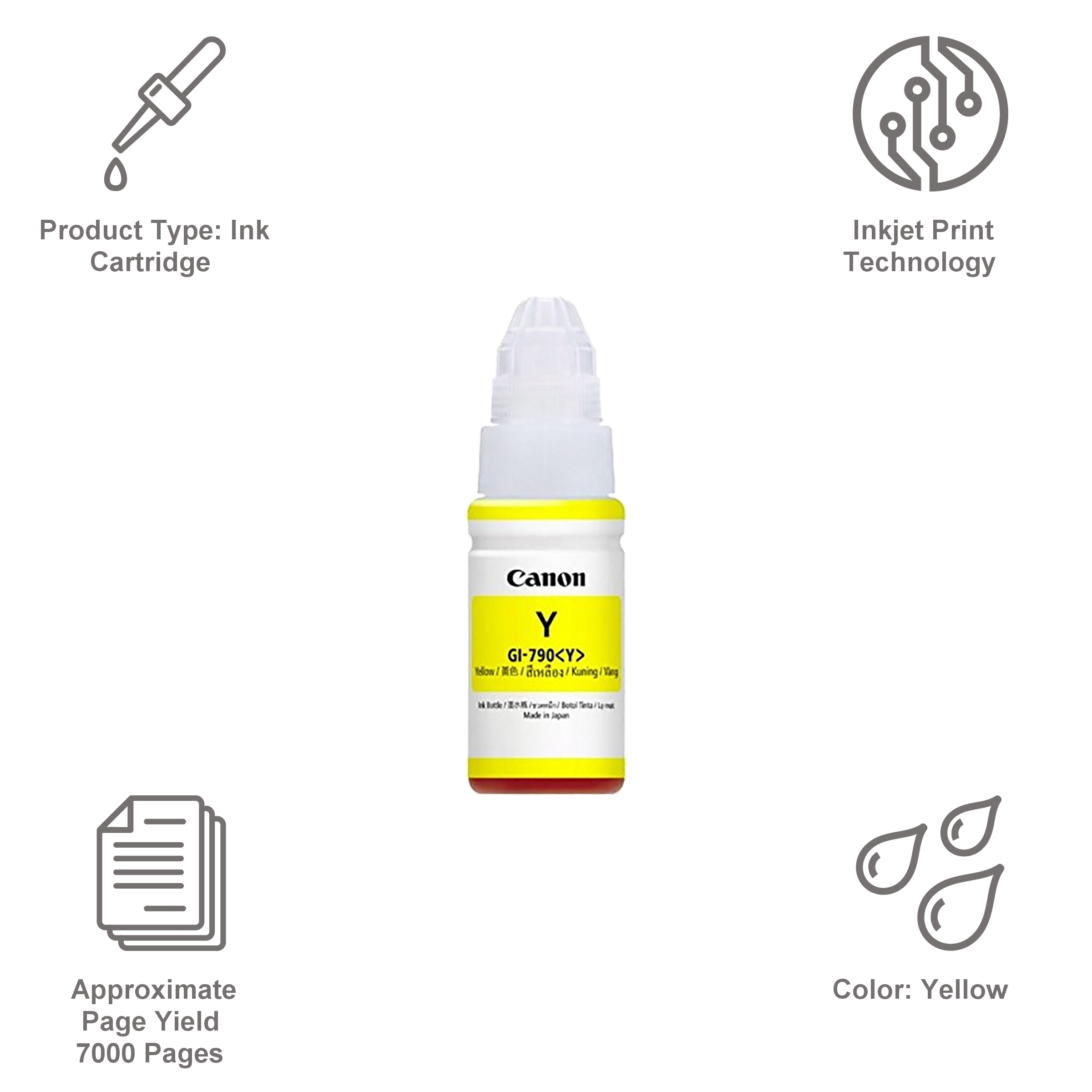 Canon Ink Cart GI-790 Pack Of 1 Ink Cartridge (0674C003AF, Yellow) Canon Ink Cart GI-790 Pack Of 1 Ink Cartridge (0674C003AF, Yellow)_2