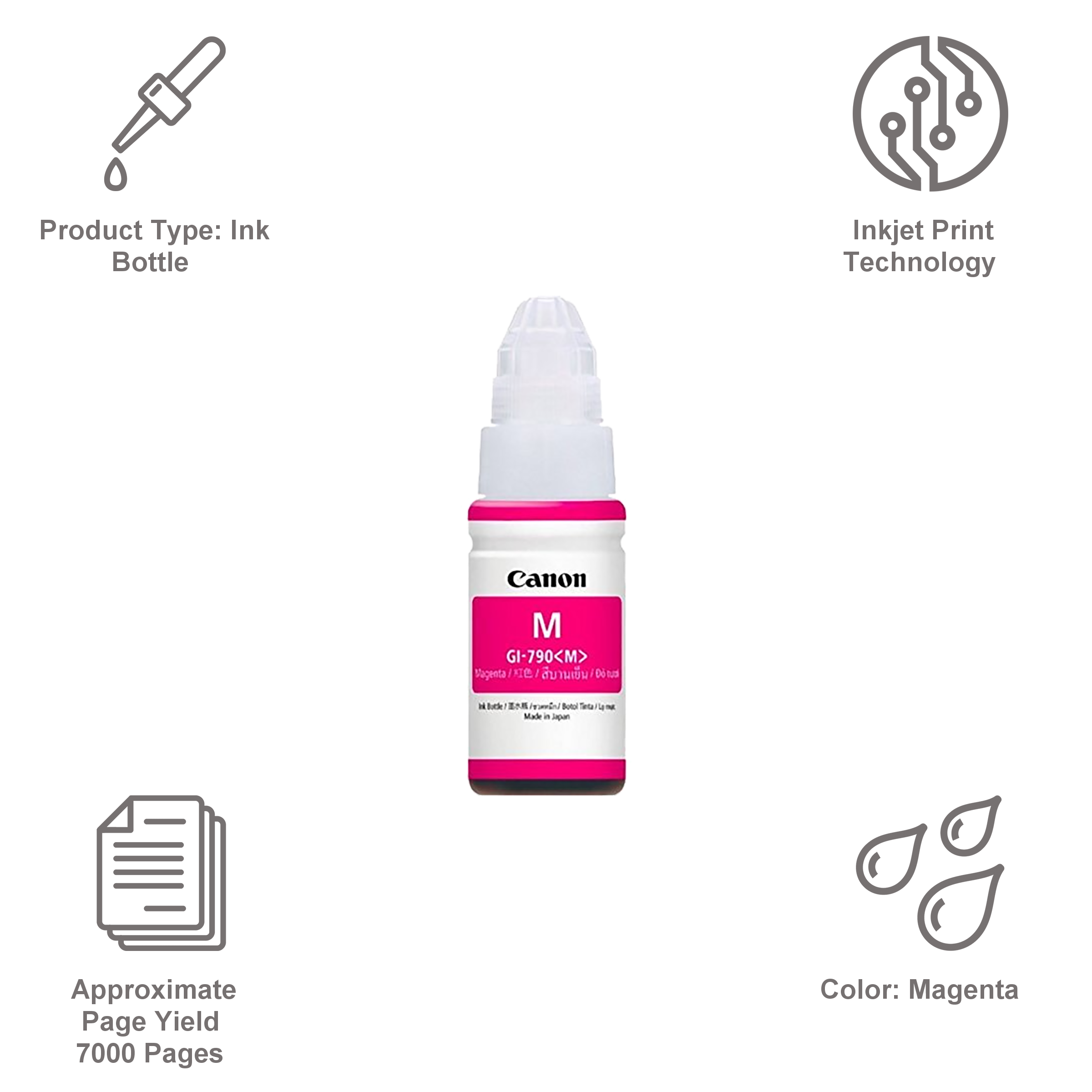 Canon GI-790 Ink Bottle (0673C003AF, Magenta) Canon GI-790 Ink Bottle (0673C003AF, Magenta)_2