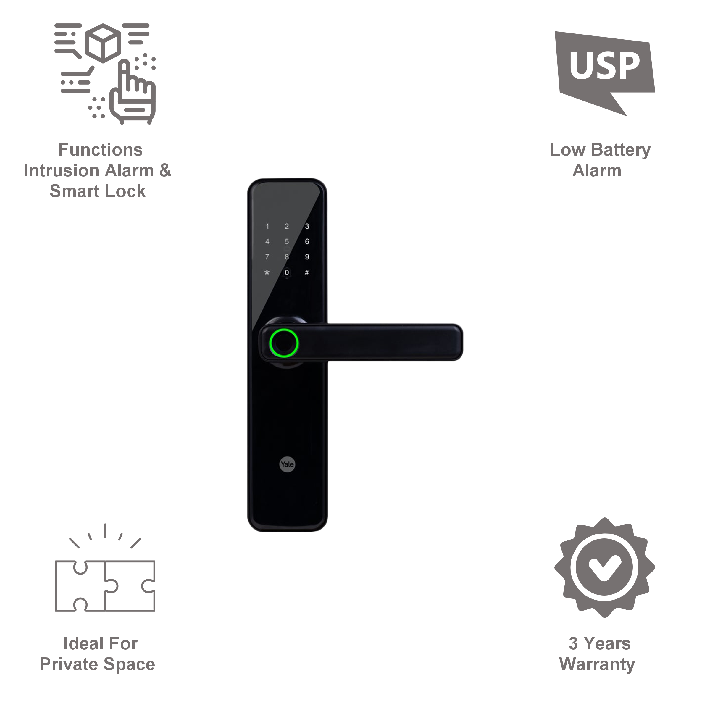 Yale Smart Digital Lock For Private Space (Smart Keypad, YDME 50 NxT, Black)_11