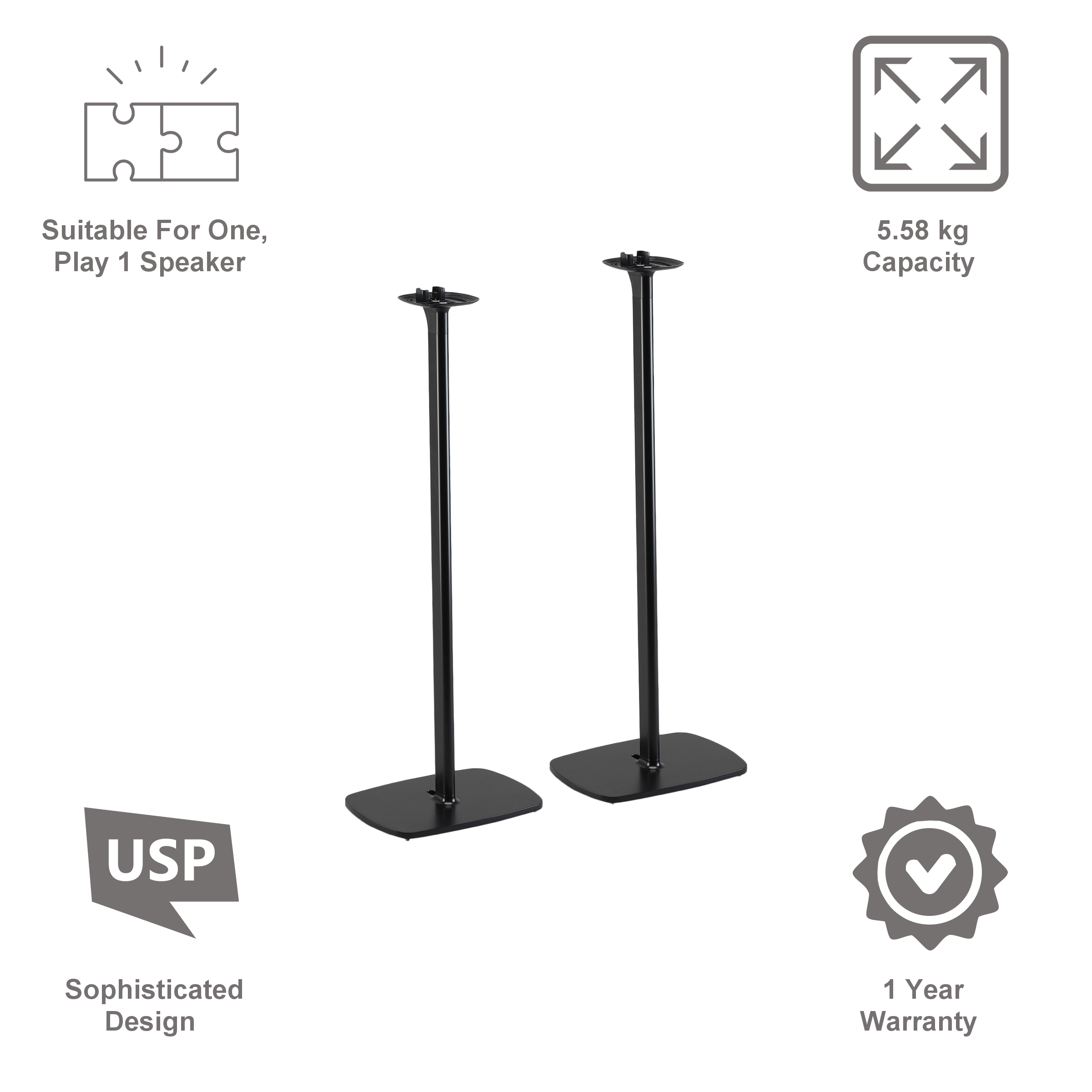 SONOS Floor Stand For One/One SL (Sophisticated Design, SNS-ONEFLRSTD, Black)_3