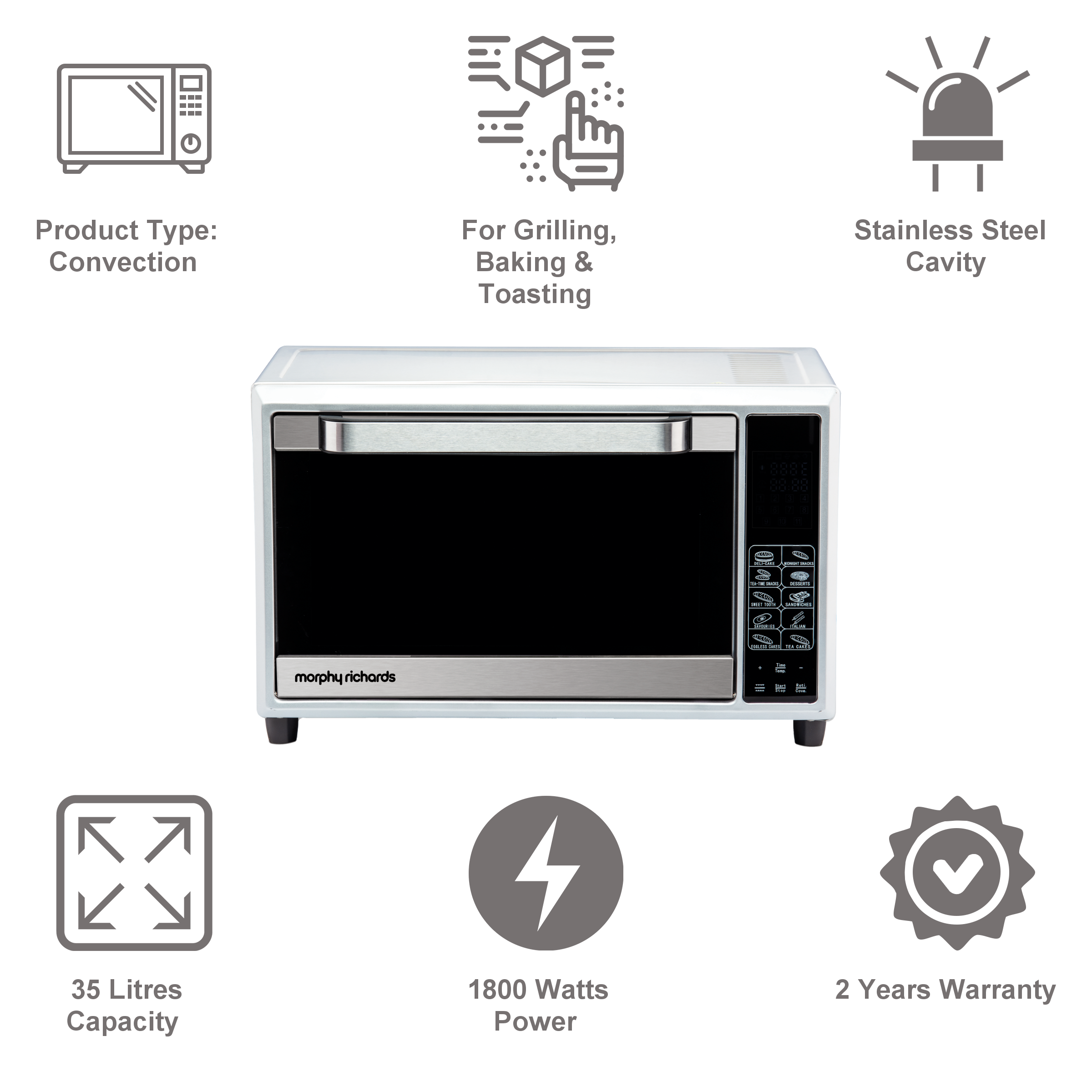 Morphy Richards 35SS Digichef 35L Oven Toaster Grill with 59 Autocook Menus (510048, Silver)_9