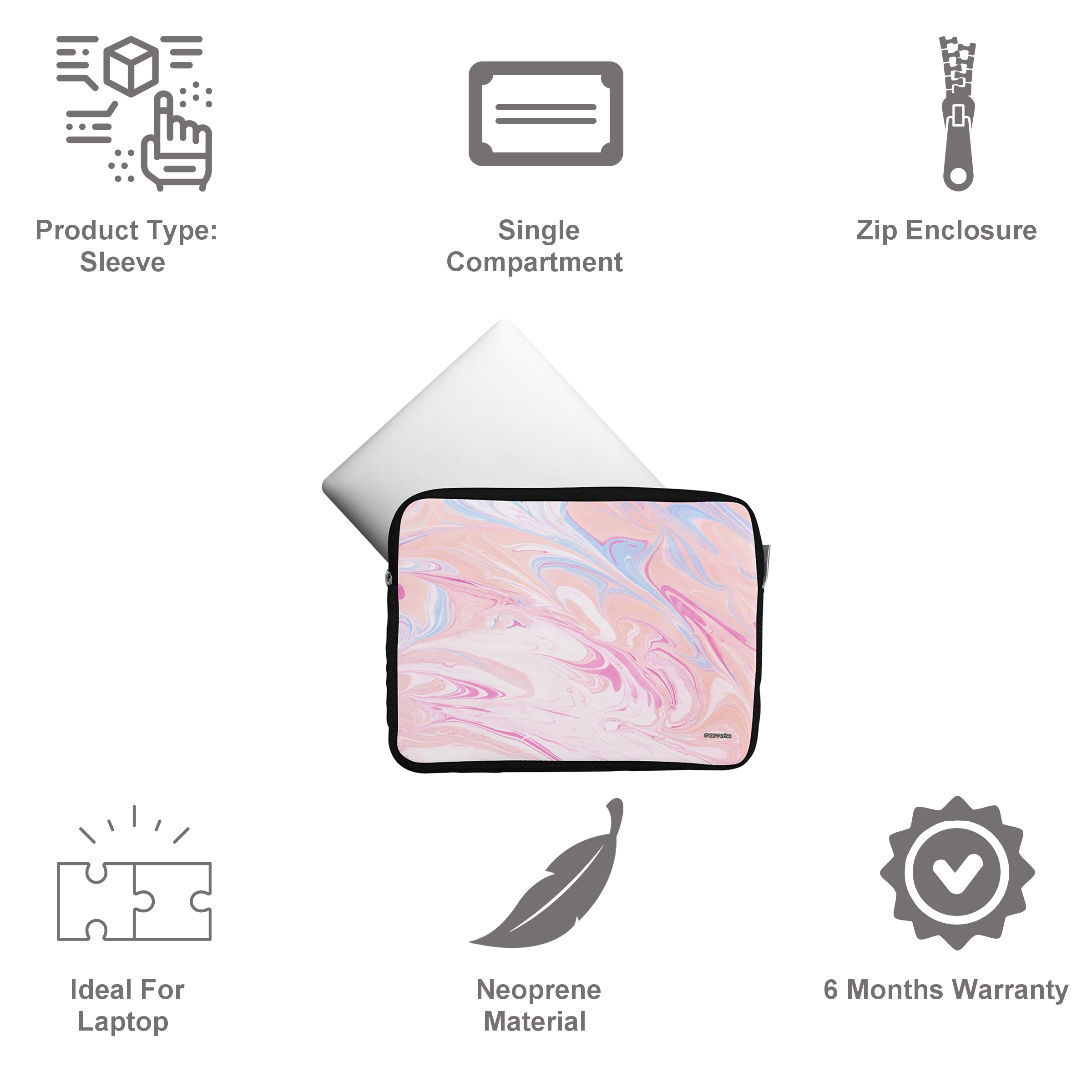 macmerise Marble Petal Pink Neoprene Sleeve for 15 Inch Laptop (Sleek And Lightweight, L15SLEVSM2454, Multicolor) macmerise Marble Petal Pink Neoprene Sleeve for 15 Inch Laptop (Sleek And Lightweight, L15SLEVSM2454, Multicolor)_7