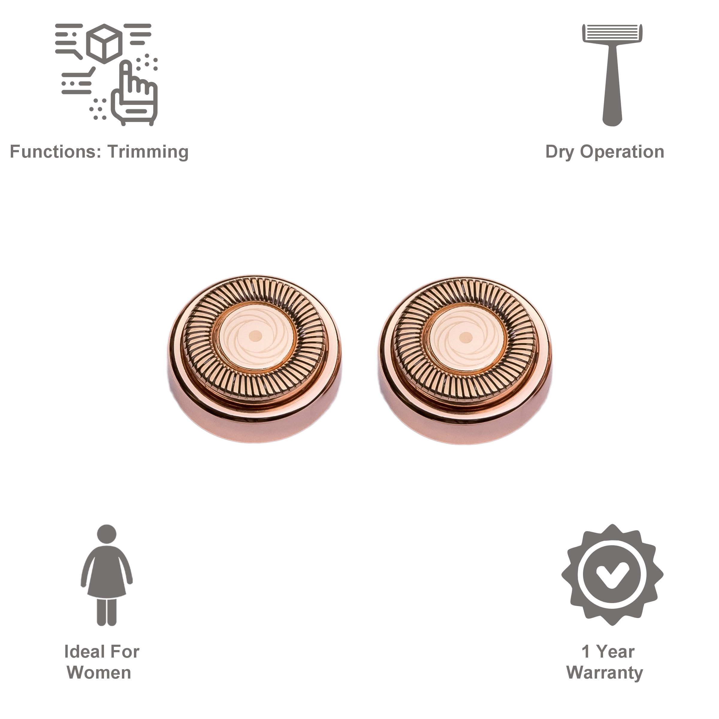 FINISHING TOUCH FLAWLESS Replacement Heads for Facial Hair Remover (Pack of 2, Carbon Steel Metal Blades, Gold)_2