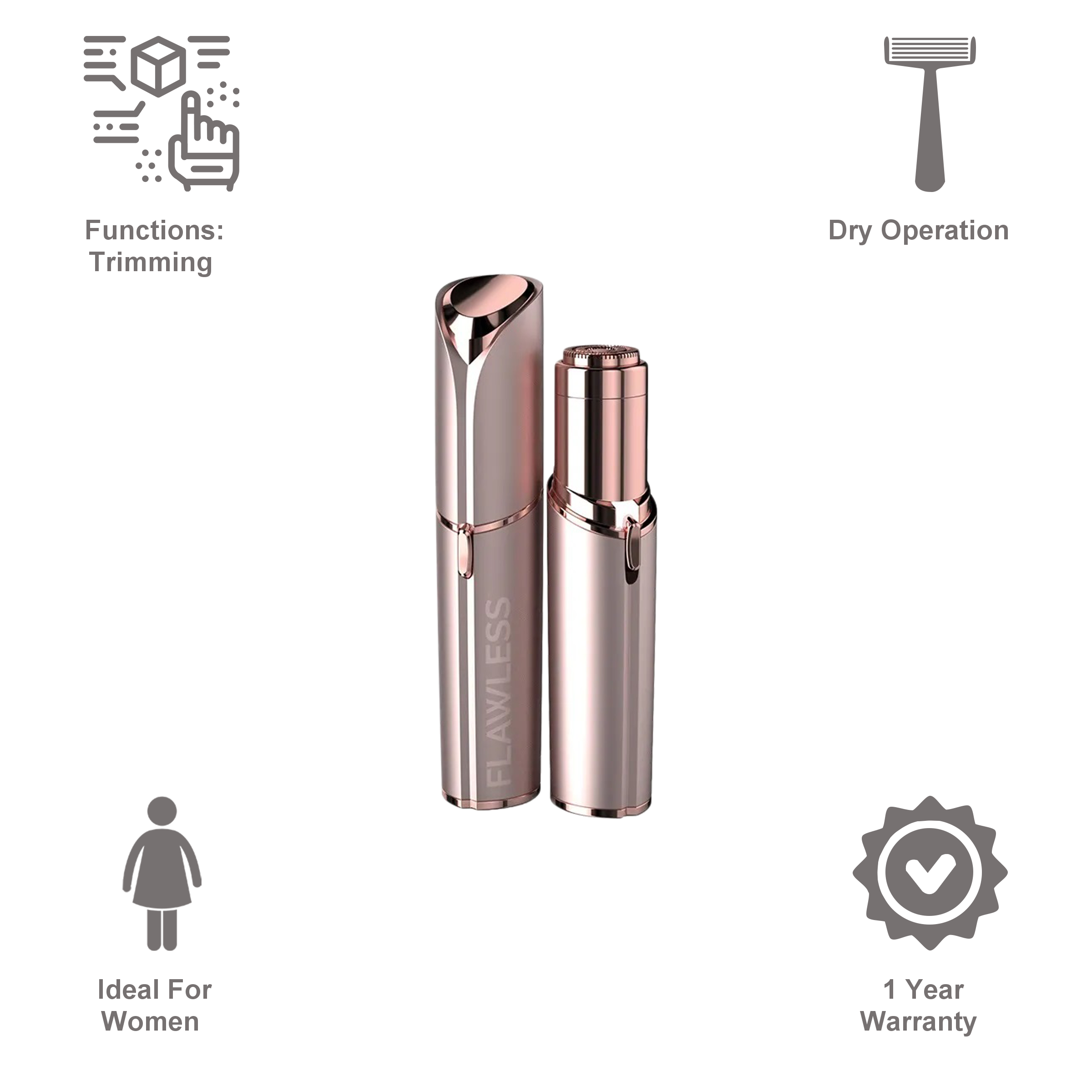 FINISHING TOUCH FLAWLESS Facial Hair Remover For Women (18K Gold Plated, Blush) FINISHING TOUCH FLAWLESS Facial Hair Remover For Women (18K Gold Plated, Blush)_5