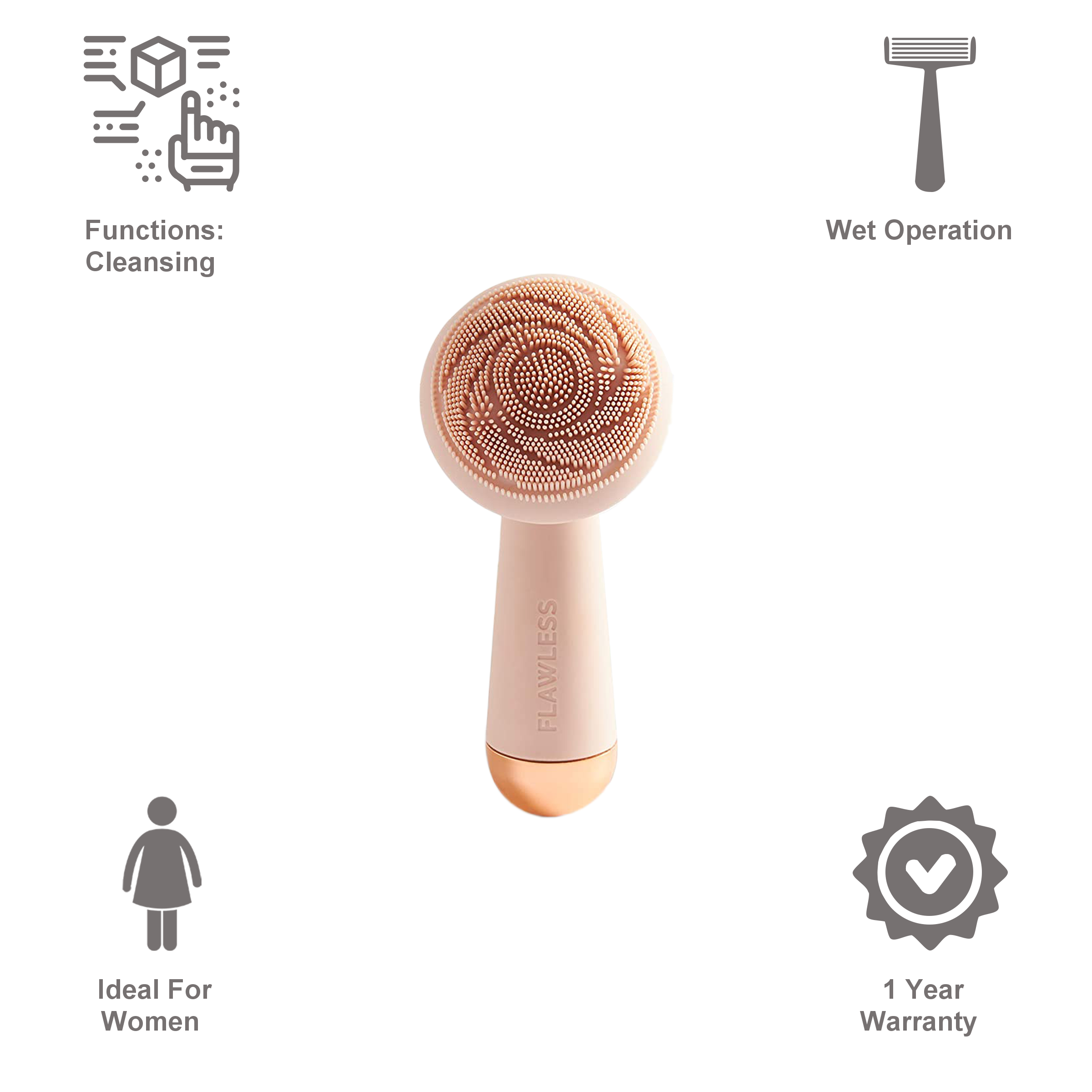 FINISHING TOUCH FLAWLESS Cleansing Device (Water Proof, Cleanse, Pink)_4