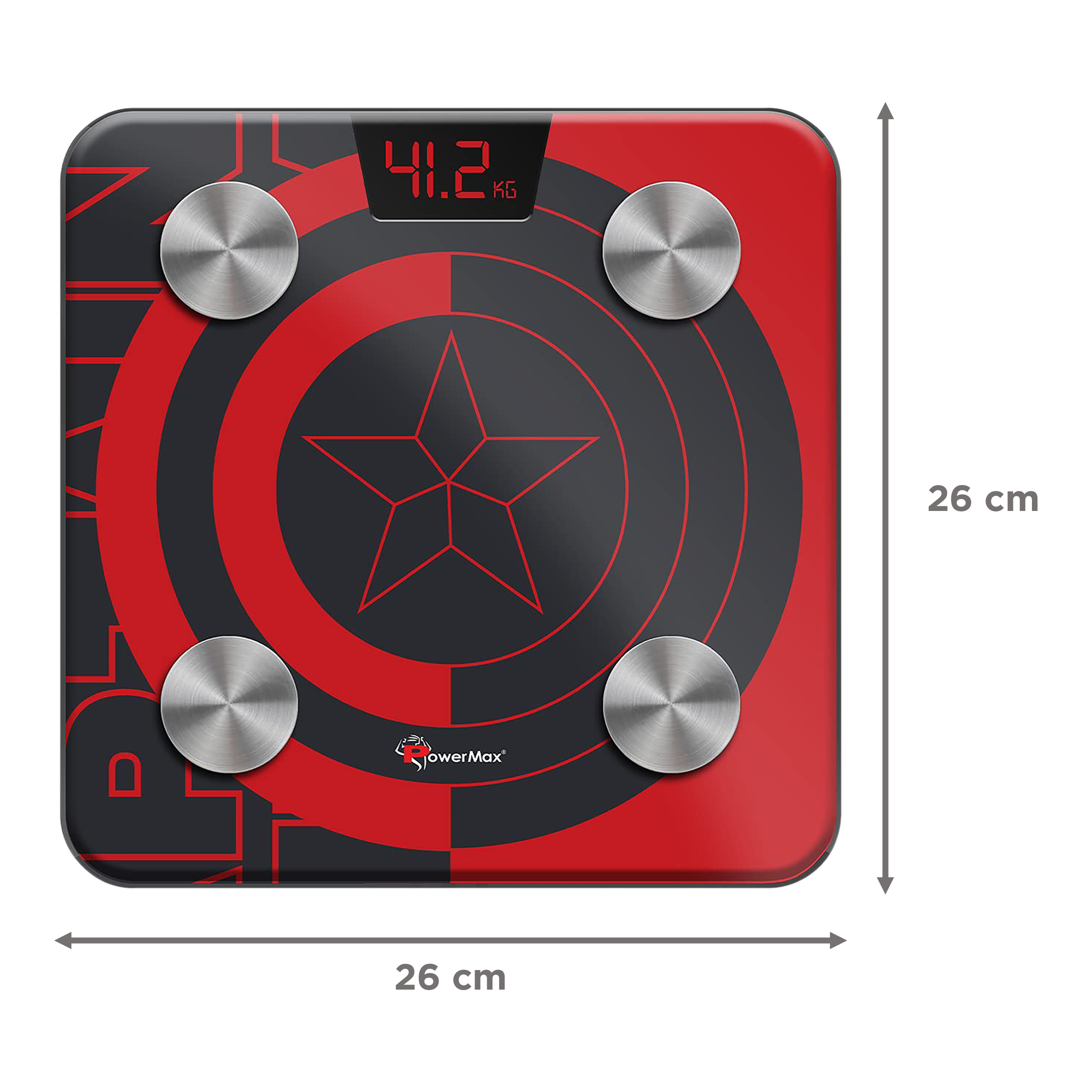 PowerMax Marvel Edition Captain America Weight Scale (Step-on Technology, BCA-130-CA-RD, Red)_6