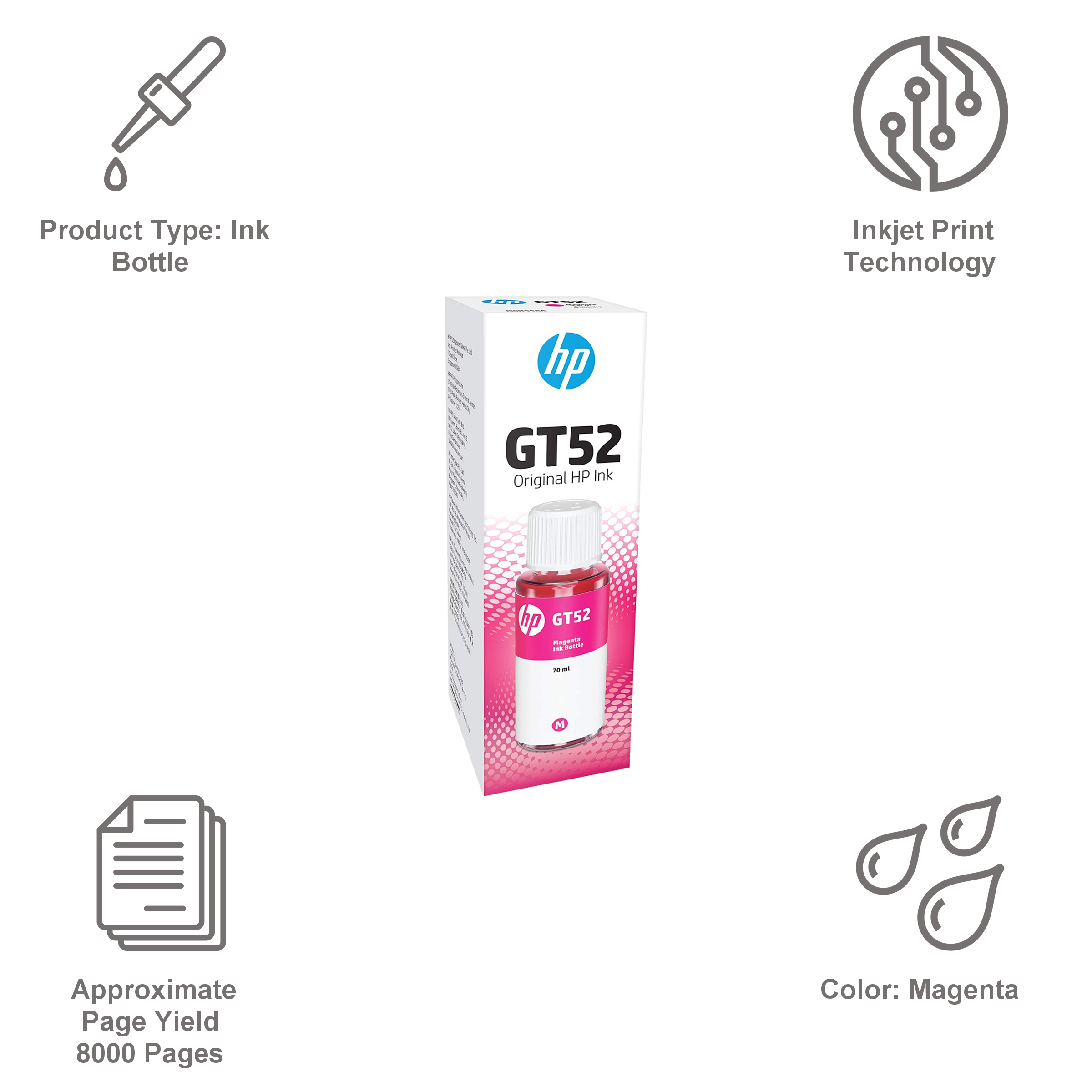 HP GT52 Original Ink Bottle (M0H55AA, Magenta) HP GT52 Original Ink Bottle (M0H55AA, Magenta)_7