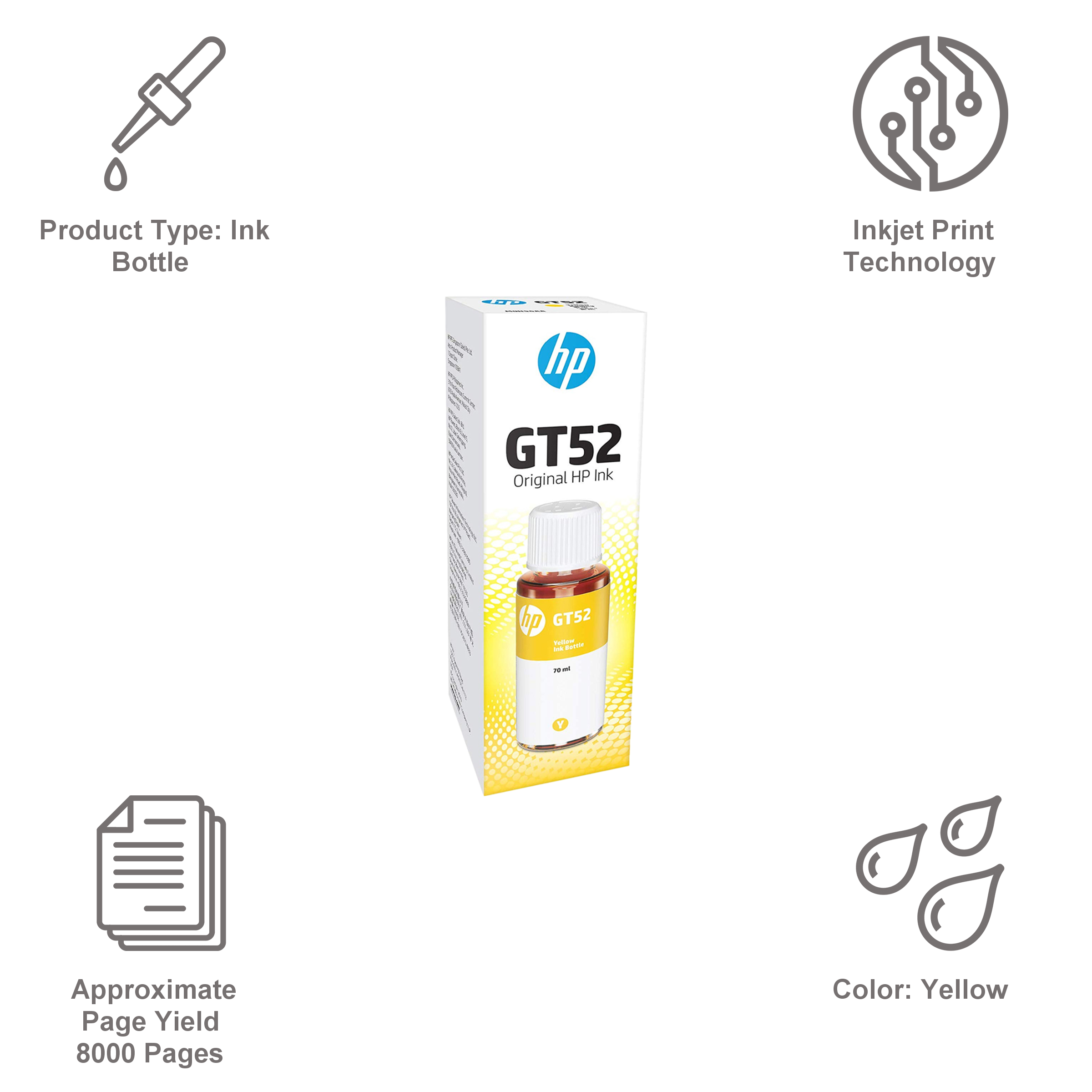 HP GT52 Original Ink Bottle (M0H54AA, Yellow) HP GT52 Original Ink Bottle (M0H54AA, Yellow)_6