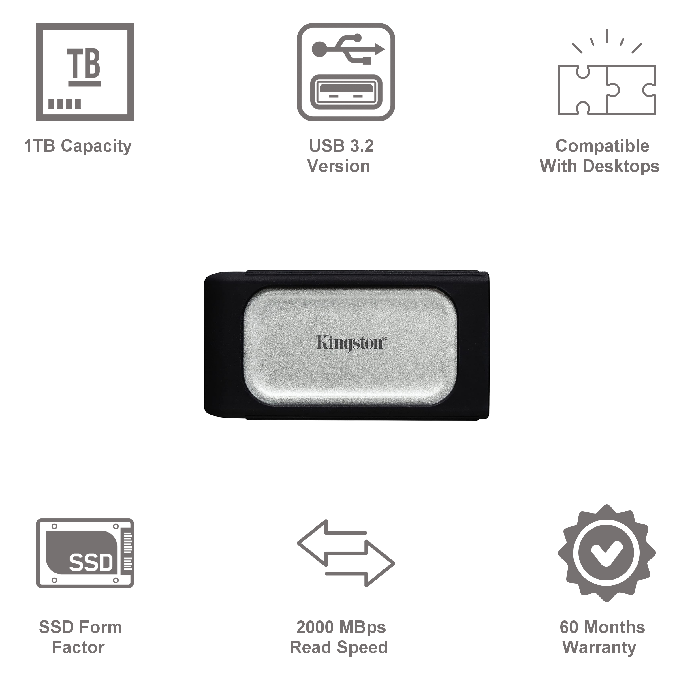 Kingston XS2000 1TB USB 3.2 Solid State Drive (2,000MB/s Read & Write Speed, SXS2000/1000G, Black/Grey)_3