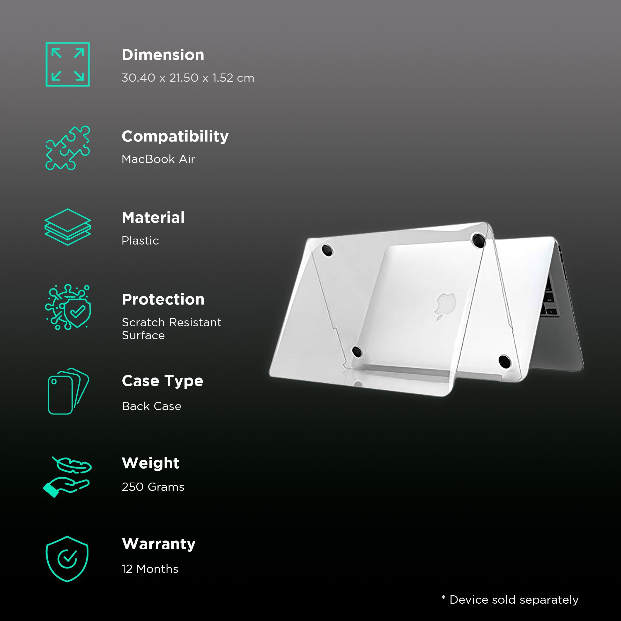 neopack iShield Hardshell Plastic Back Case For MacBook Air 13 Inch (Silicone Keyboard Guard, 14CLNMA13, Clear)_2