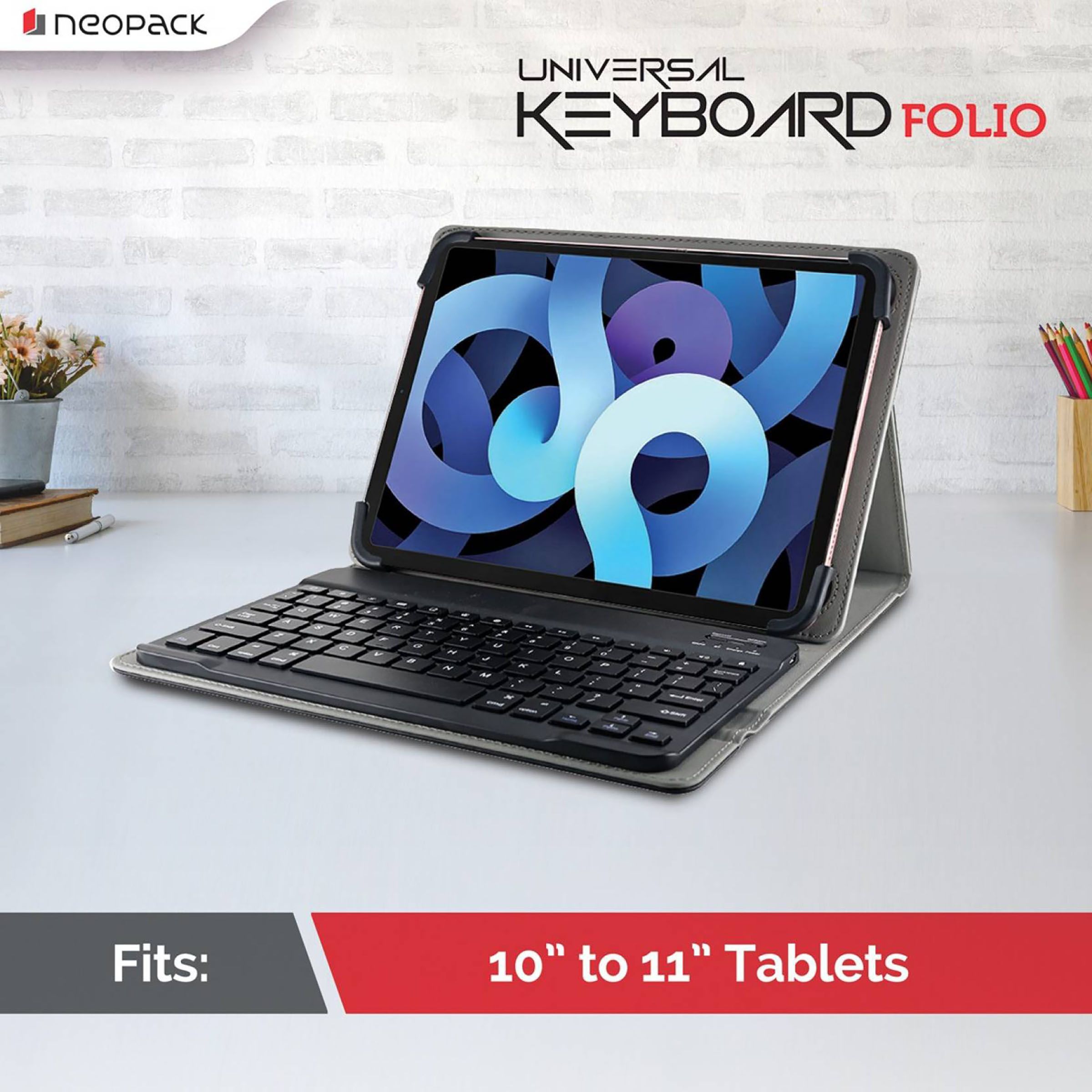 neopack Universal Artificial Leather Folio Case For 10 to 11 Inch Tablets (Shockproof, Black)_3