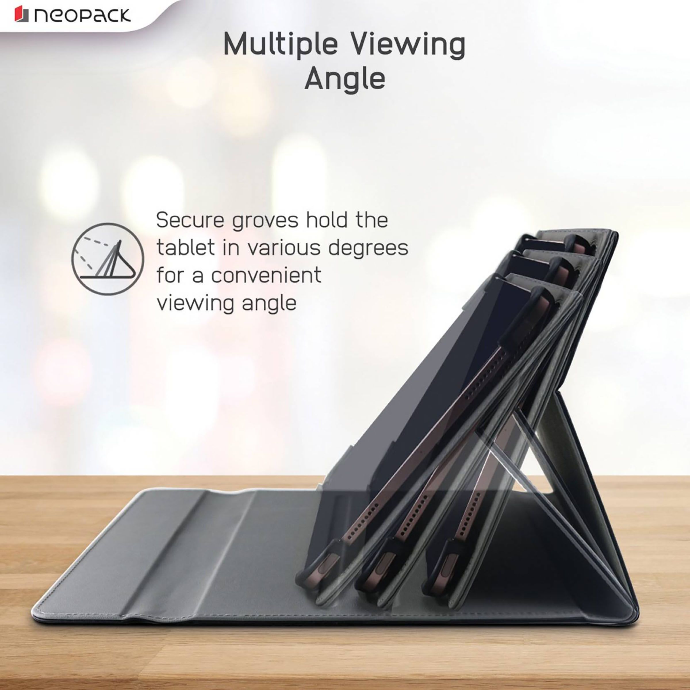 neopack Universal Artificial Leather Folio Case For 10 to 11 Inch Tablets (Shockproof, Black)_4