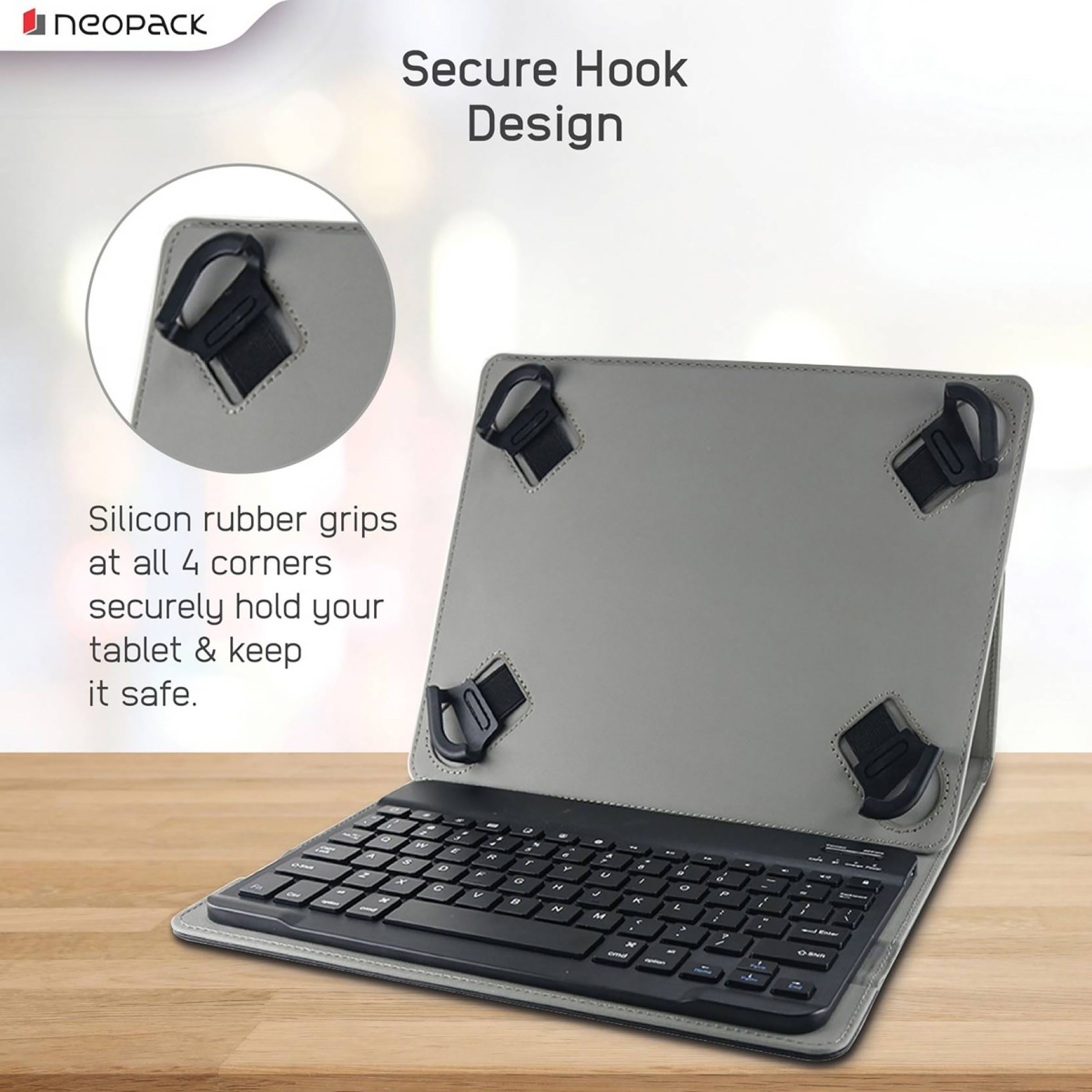 neopack Universal Artificial Leather Folio Case For 10 to 11 Inch Tablets (Shockproof, Black)_5