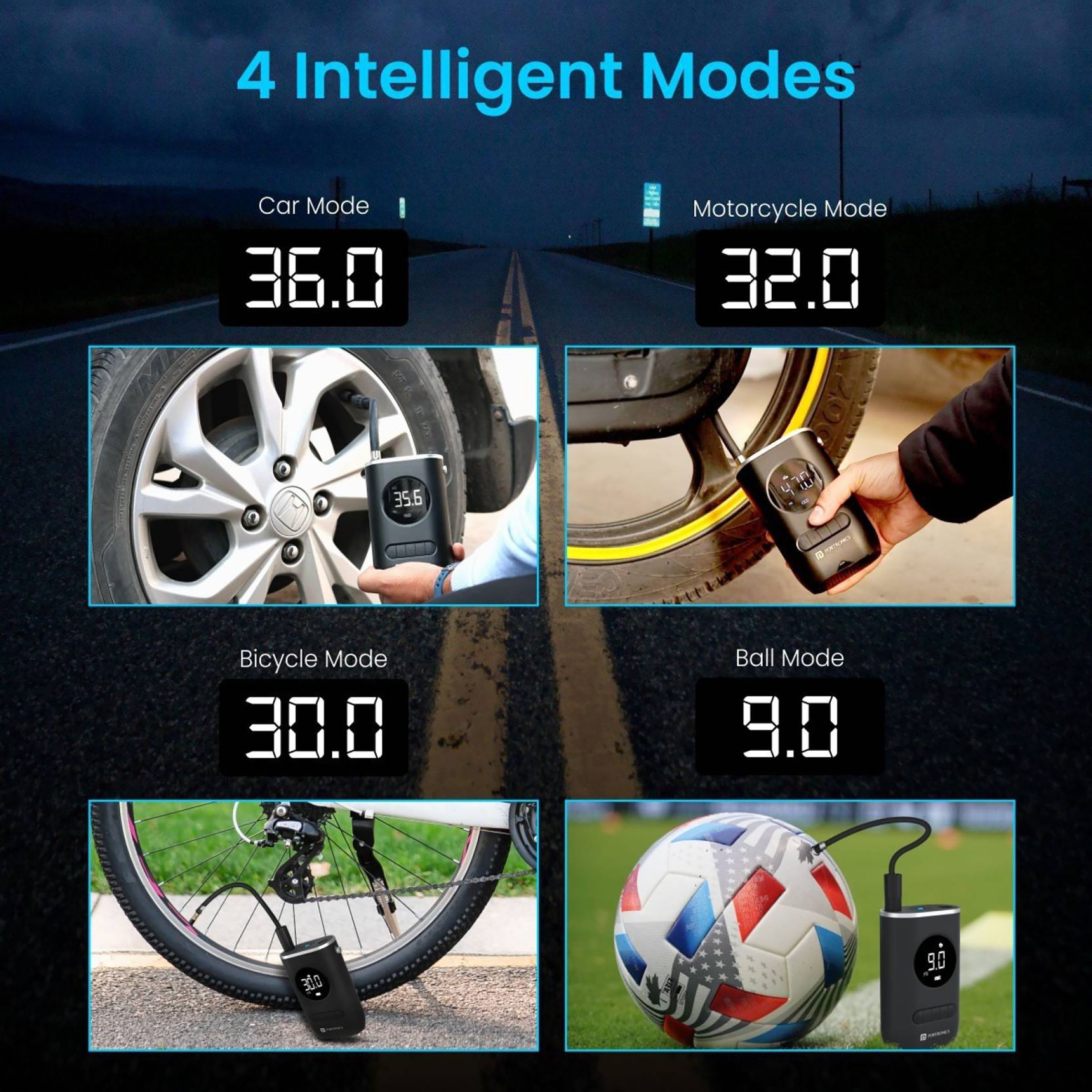 PORTRONICS Vayu 150 psi Tire Inflator for Cars & Bikes (Robust Design, POR 1480, Black) PORTRONICS Vayu 150 psi Tire Inflator for Cars & Bikes (Robust Design, POR 1480, Black)_6